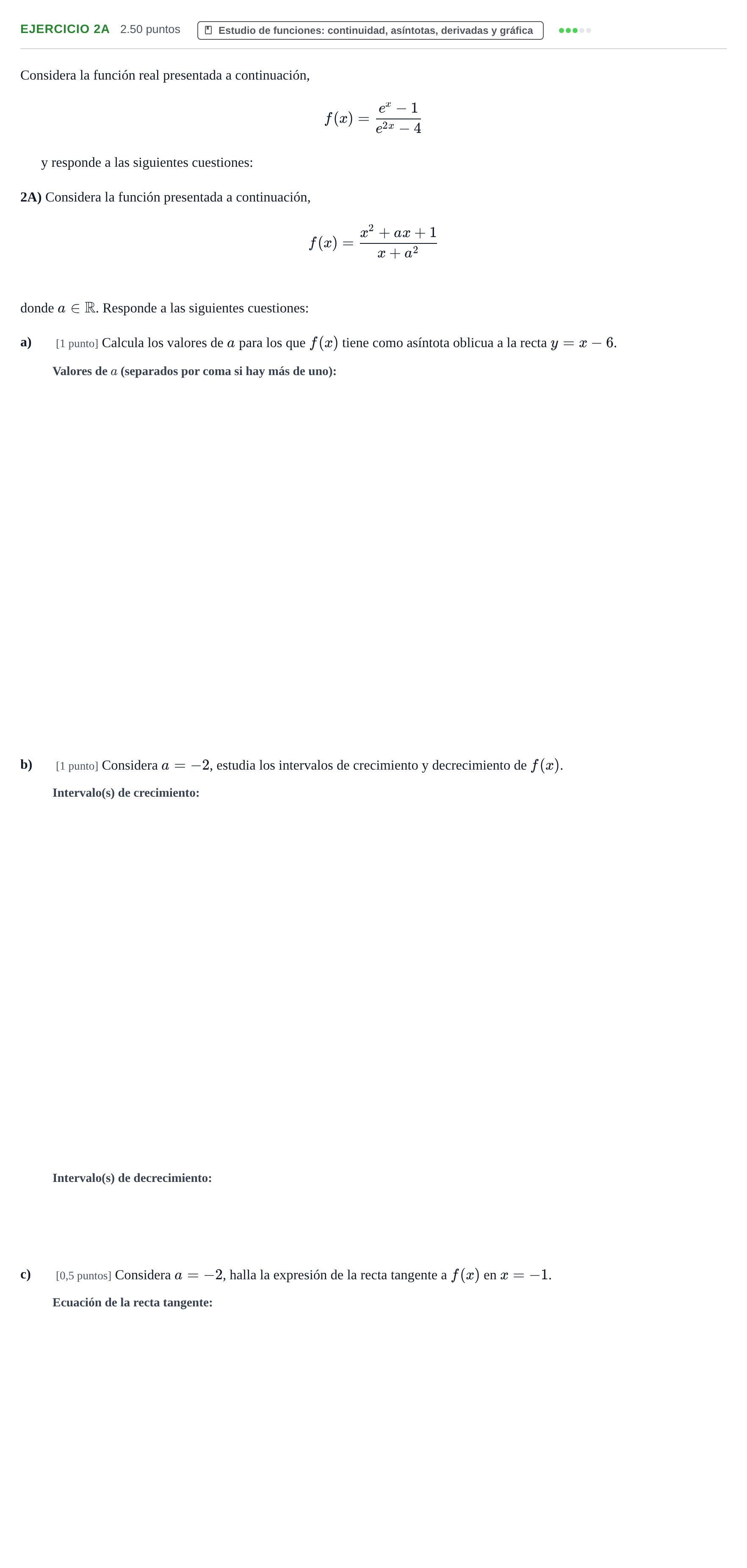 Enunciado: Ejercicio 2A · Matemáticas II PAU Cantabria Ordinaria 2026