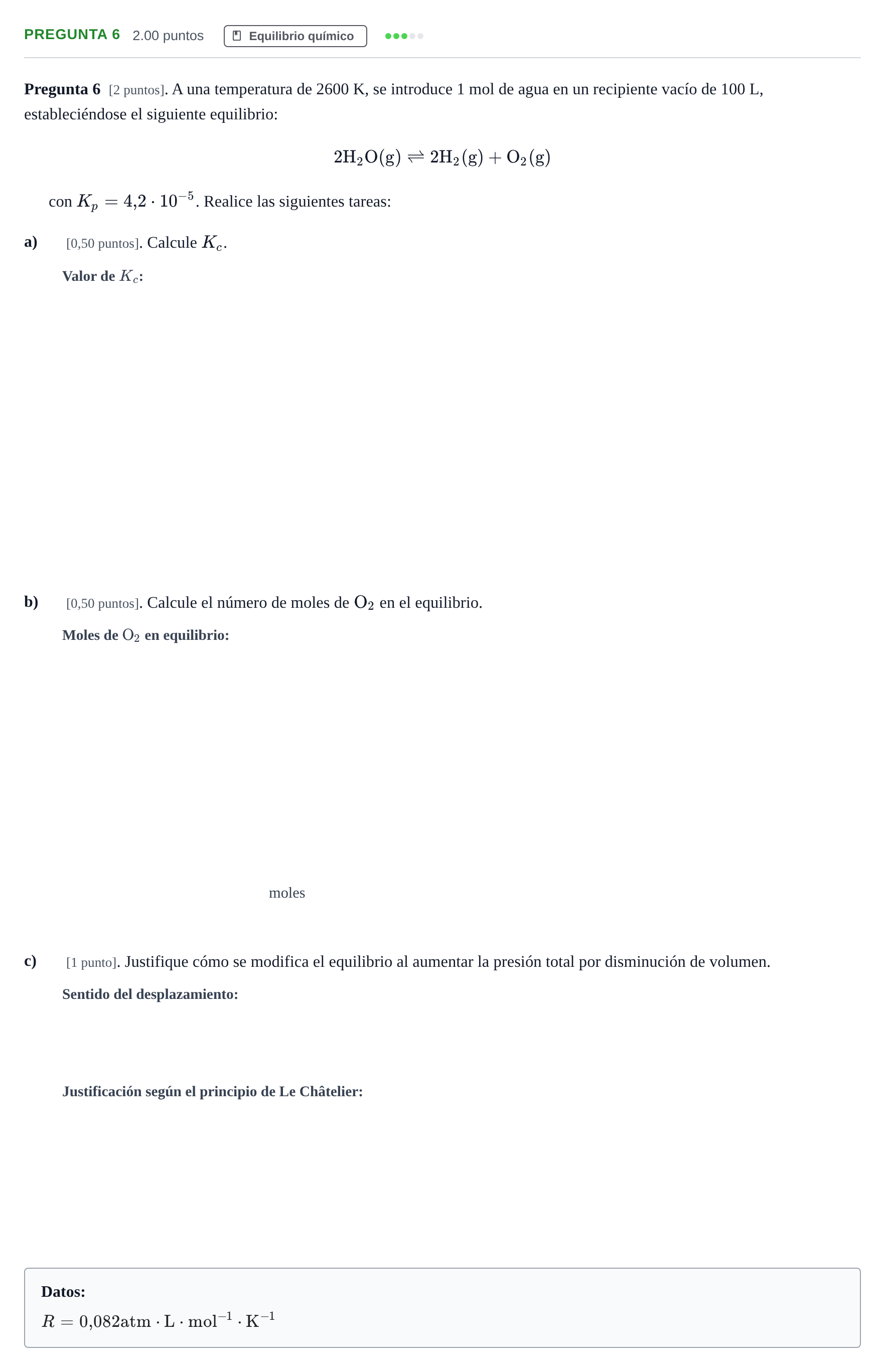 Enunciado: Pregunta 6 · Química PAU Cantabria Ordinaria 2026