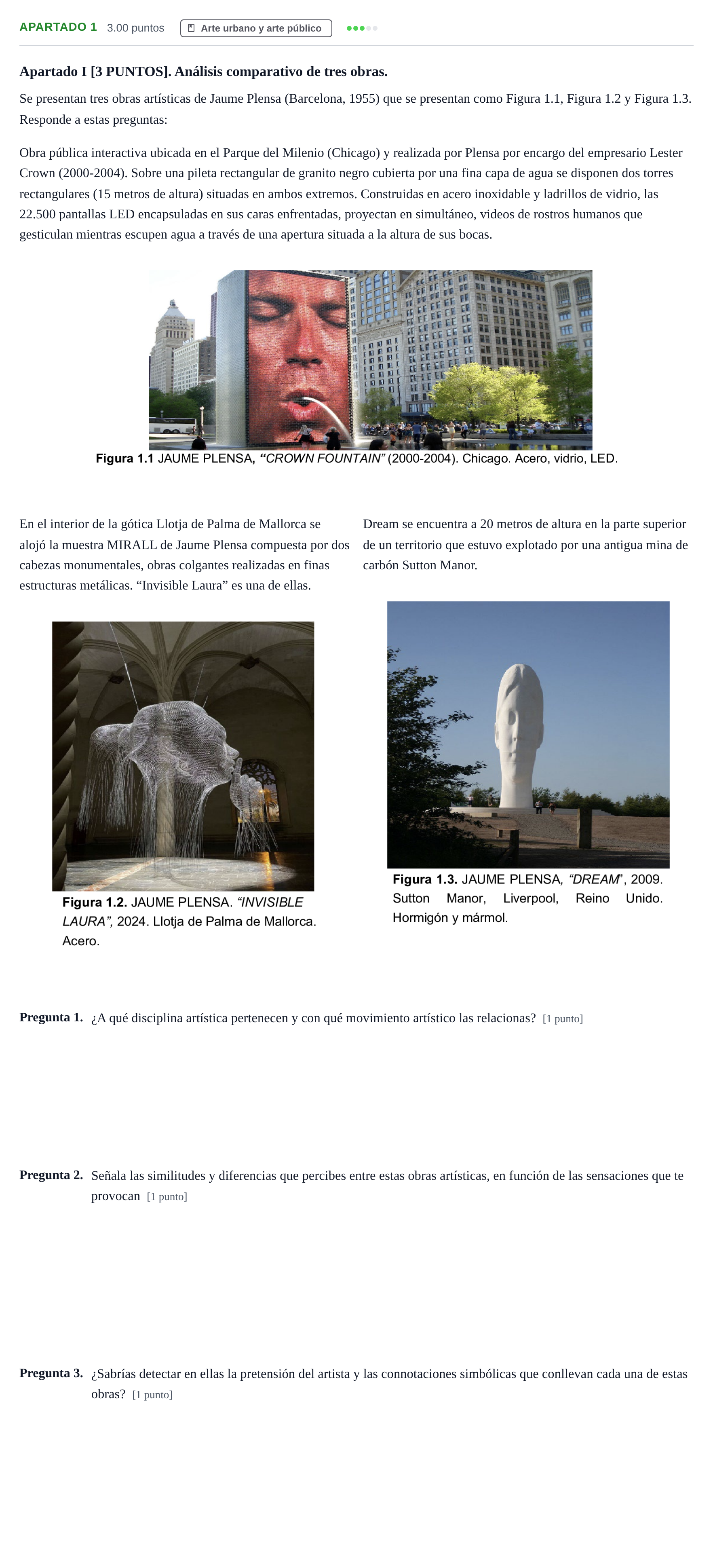 Enunciado: Apartado 1 · Movimientos Culturales y Artísticos PAU Cantabria Ordinaria 2026