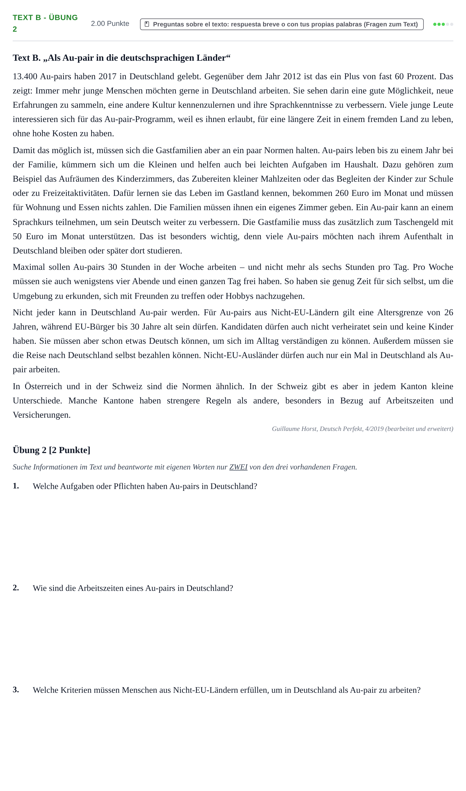 Enunciado: Ejercicio Text B - Übung 2 · Alemán PAU Cantabria Extraordinaria 2025