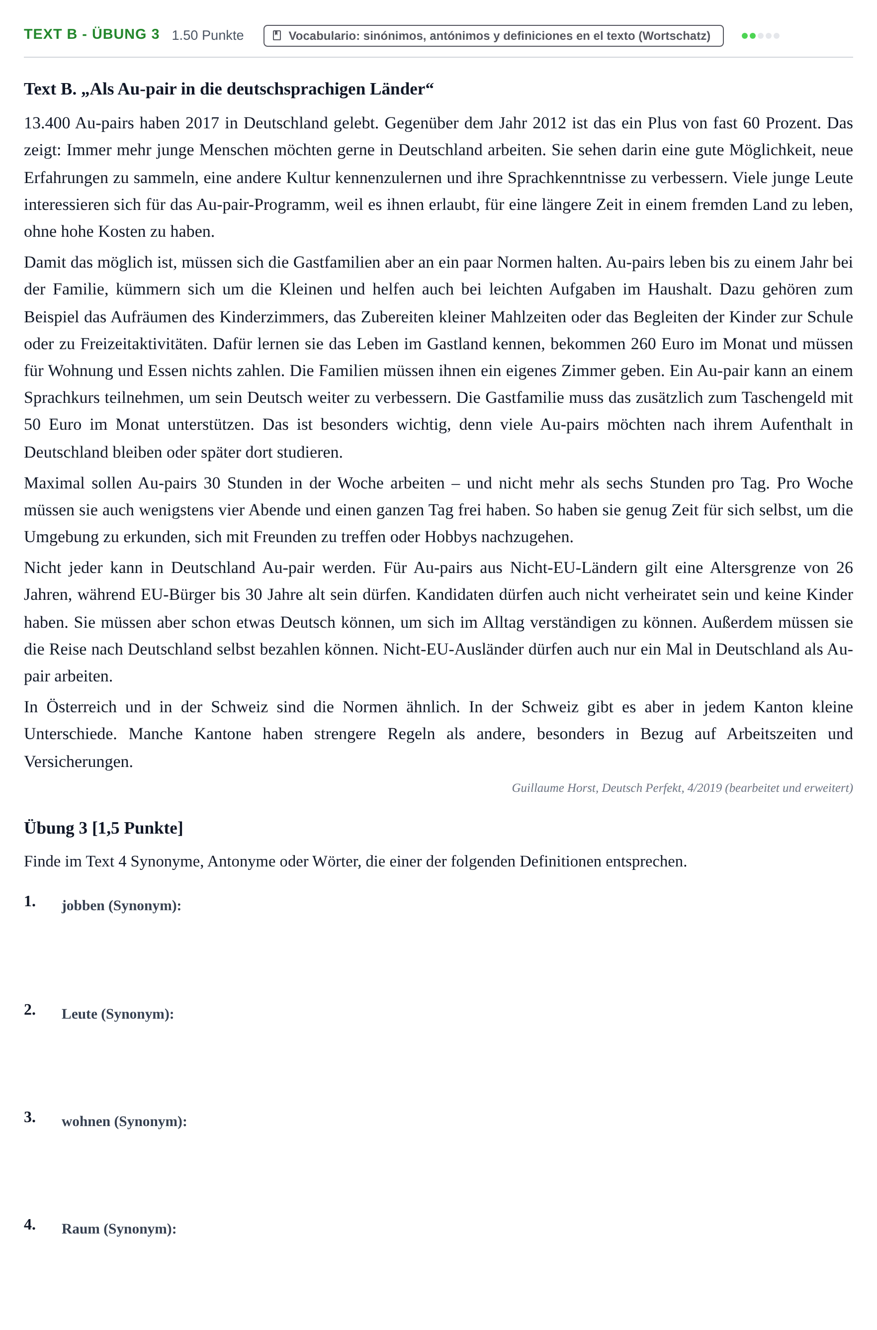 Enunciado: Ejercicio Text B - Übung 3 · Alemán PAU Cantabria Extraordinaria 2025