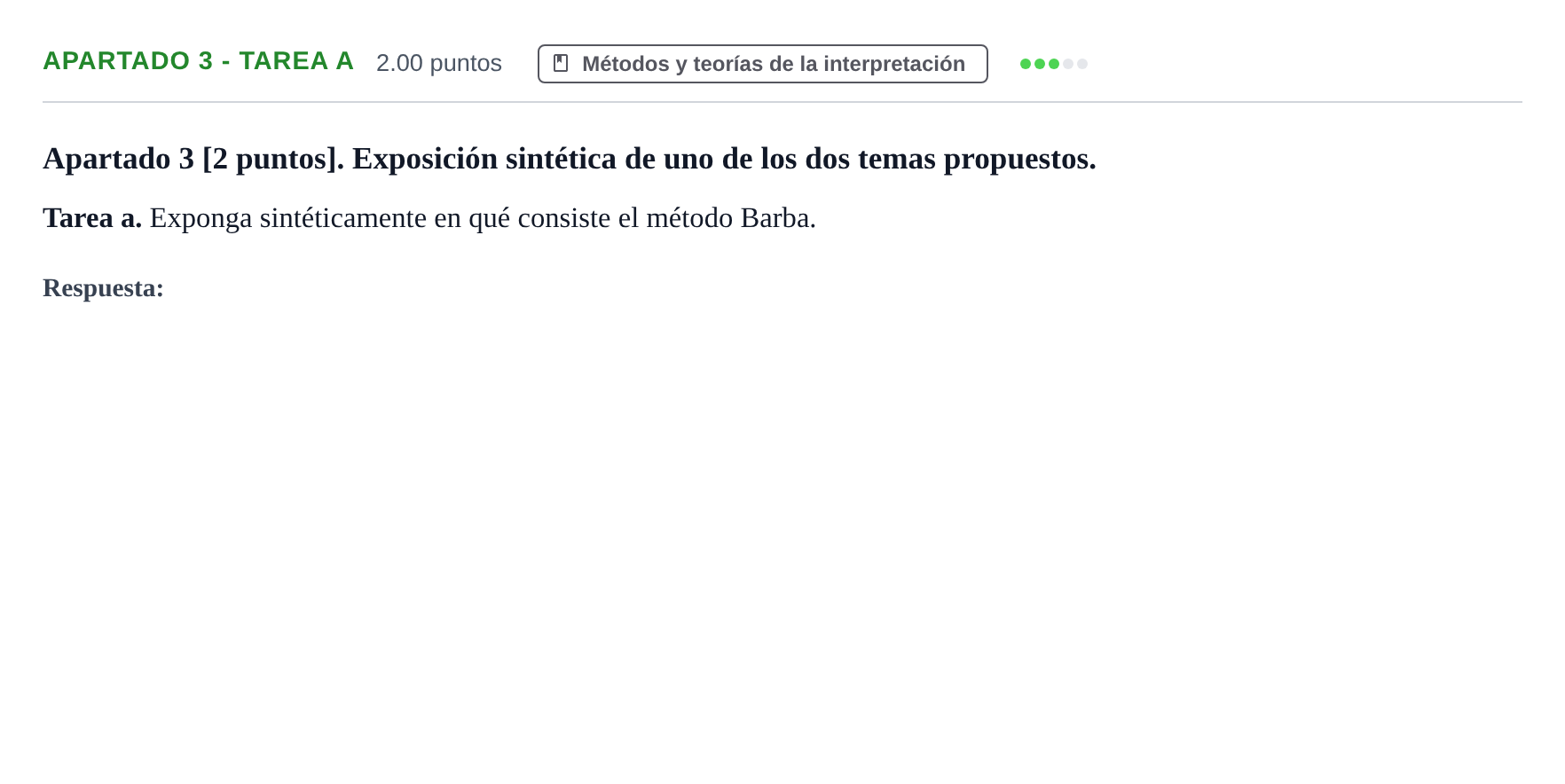 Enunciado: Apartado 3 - Tarea a · Artes Escénicas PAU Cantabria Extraordinaria 2025