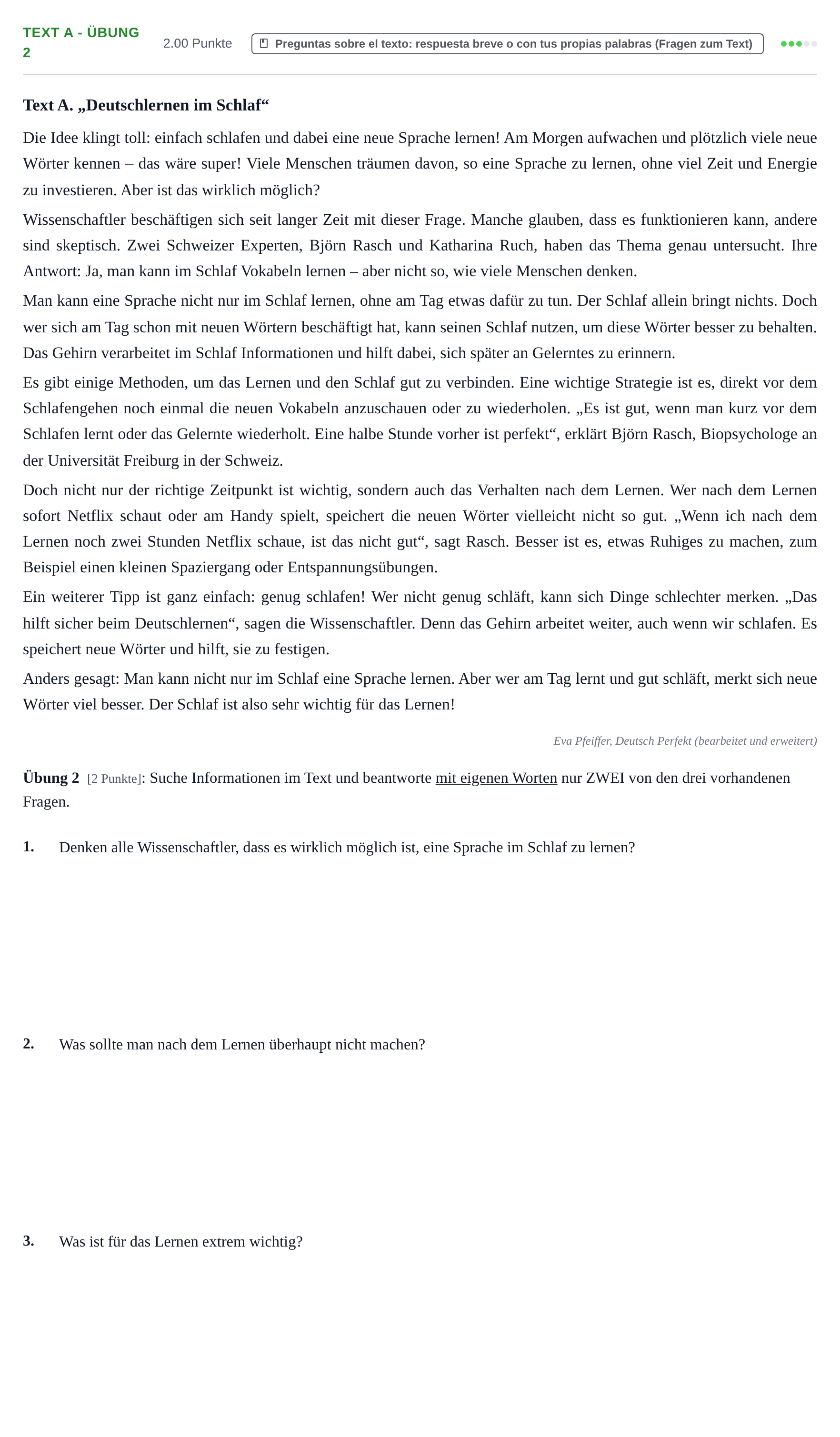 Enunciado: Ejercicio Text A - Übung 2 · Alemán PAU Cantabria Ordinaria 2025