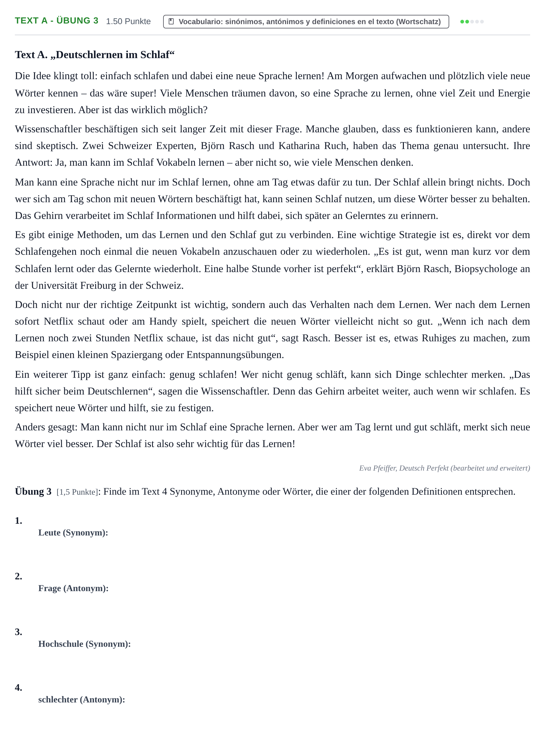 Enunciado: Ejercicio Text A - Übung 3 · Alemán PAU Cantabria Ordinaria 2025