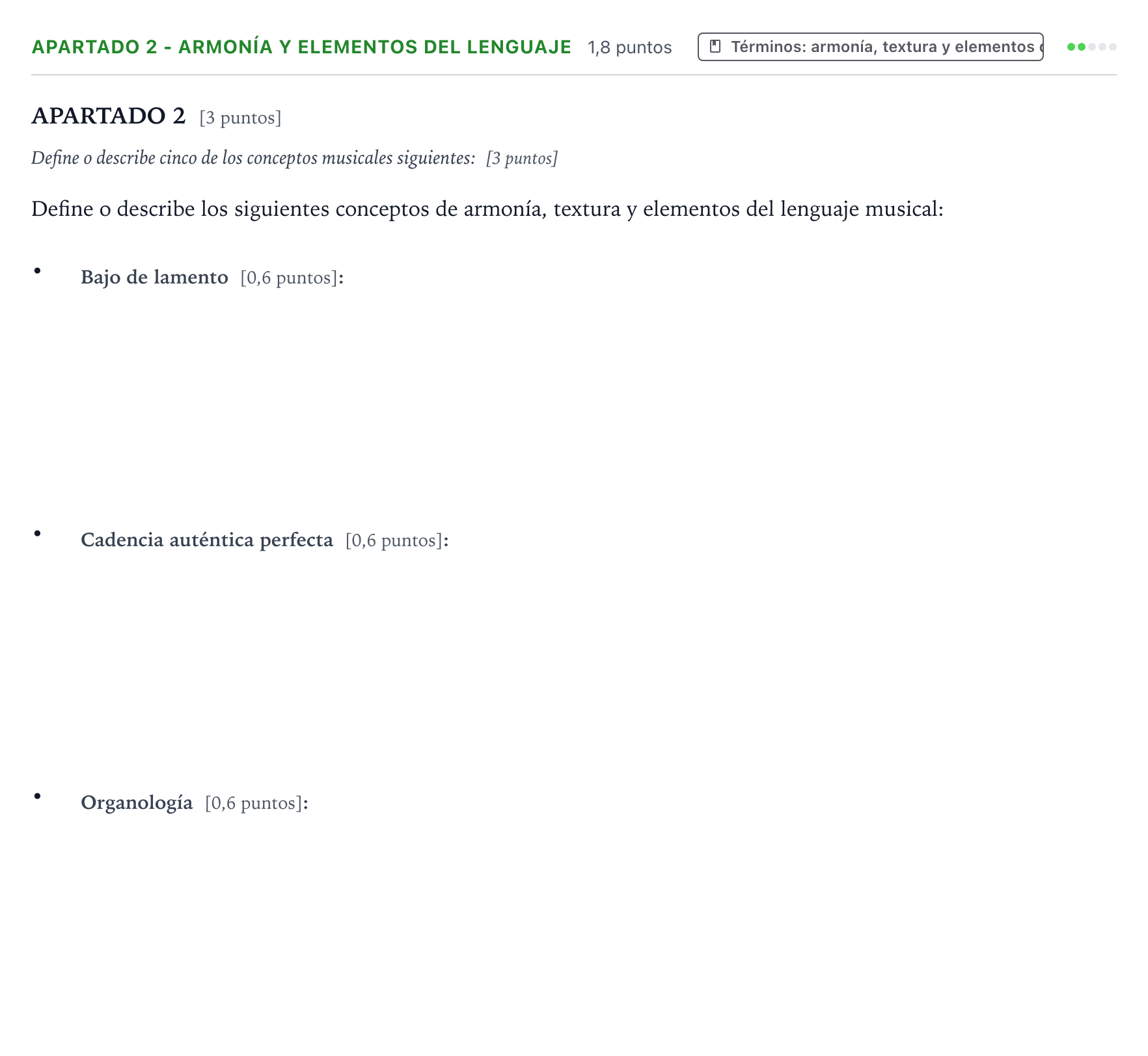 Enunciado: Apartado 2 - Armonía y elementos del lenguaje · Análisis Musical II PAU Cantabria Extraordinaria 2025