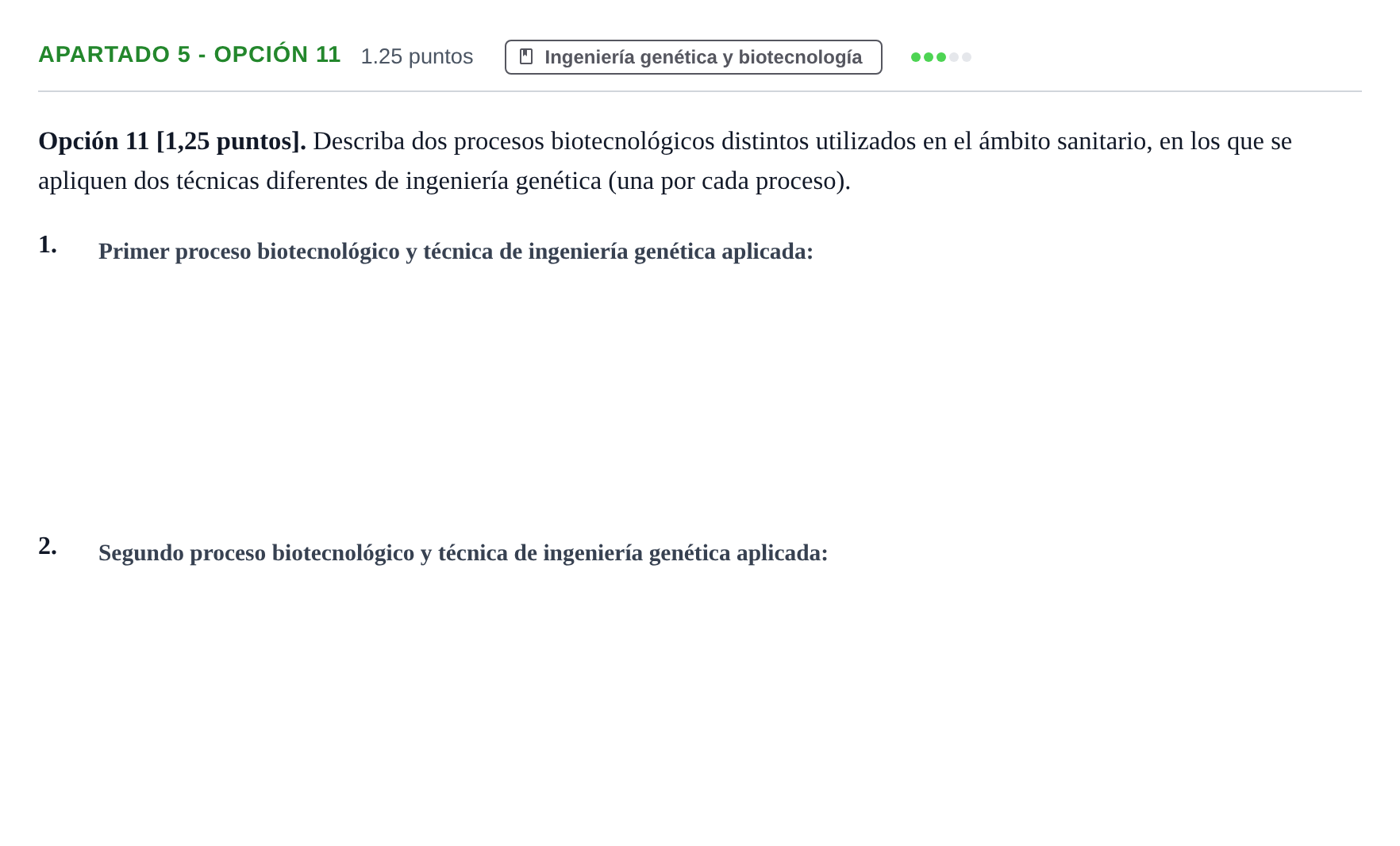 Enunciado: Apartado 5 - Opción 11 · Biología PAU Cantabria Extraordinaria 2025
