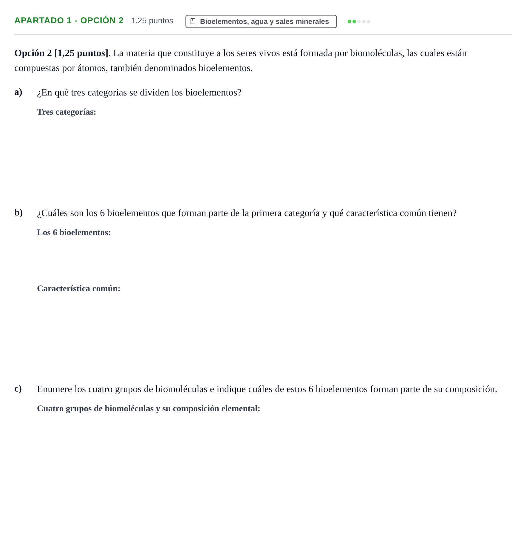 Enunciado: Apartado 1 - Opción 2 · Biología PAU Cantabria Extraordinaria 2025
