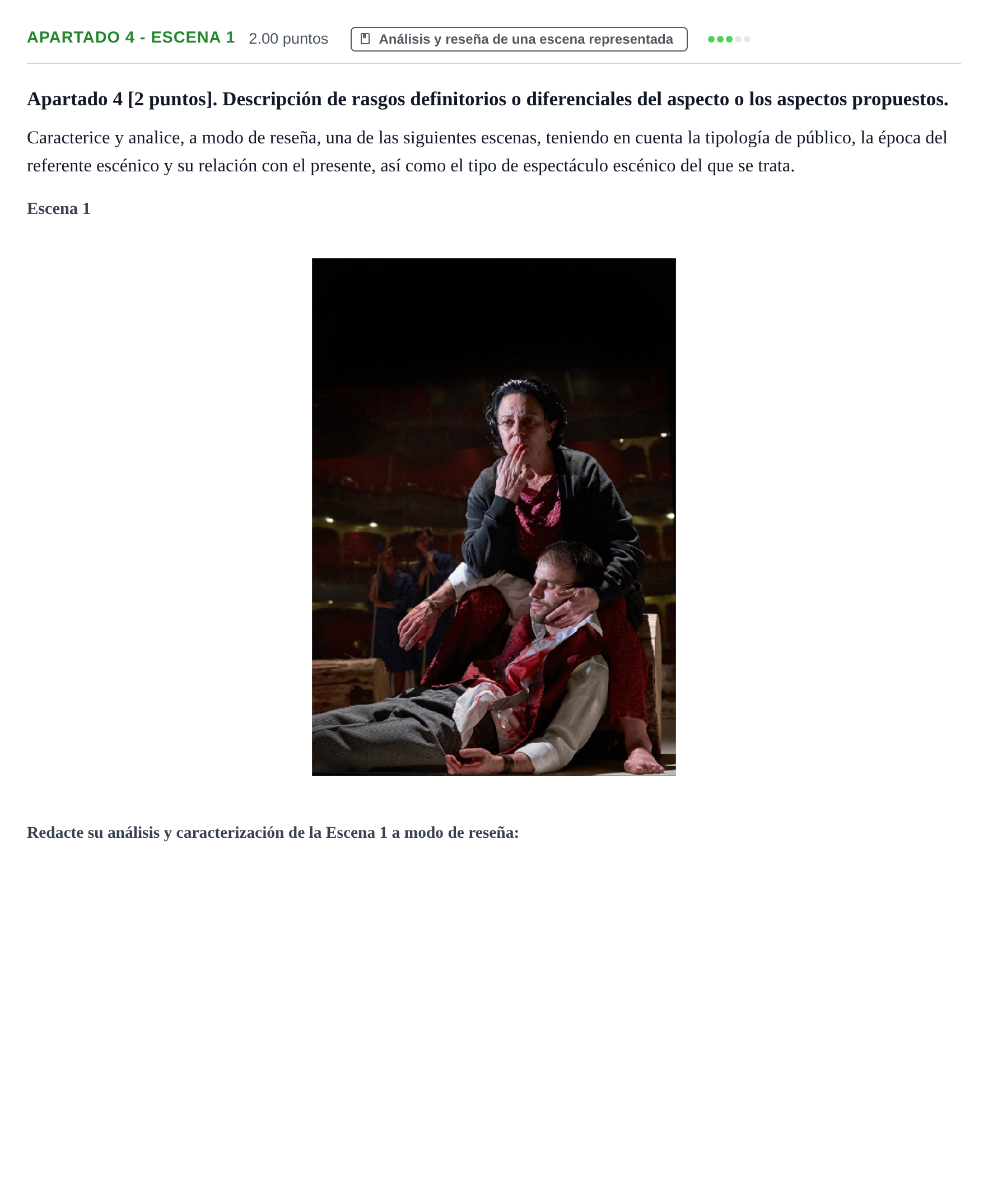 Enunciado: Apartado 4 - Escena 1 · Artes Escénicas PAU Cantabria Ordinaria 2025