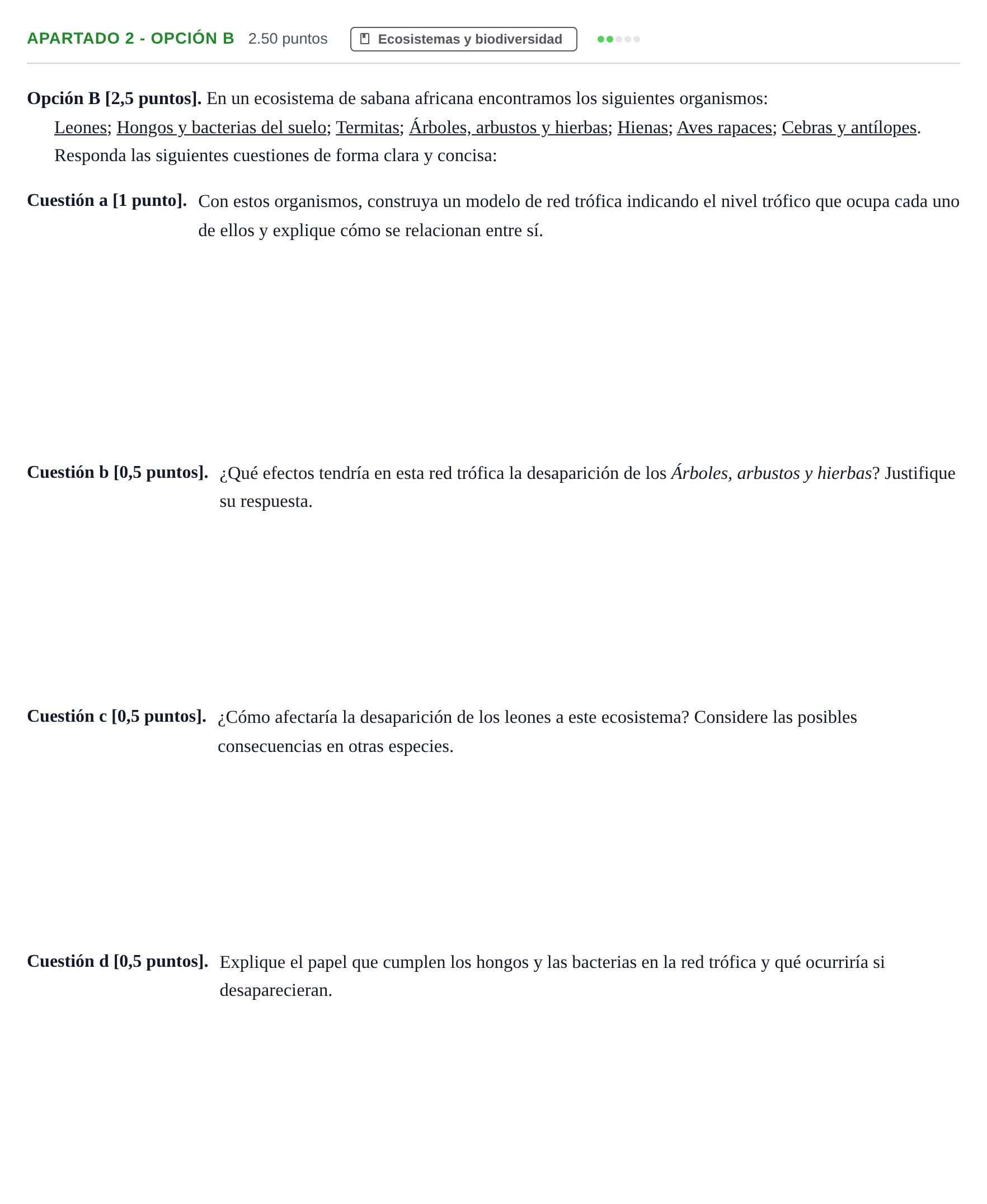Enunciado: Apartado 2 - Opción B · Ciencias Generales PAU Cantabria Extraordinaria 2025