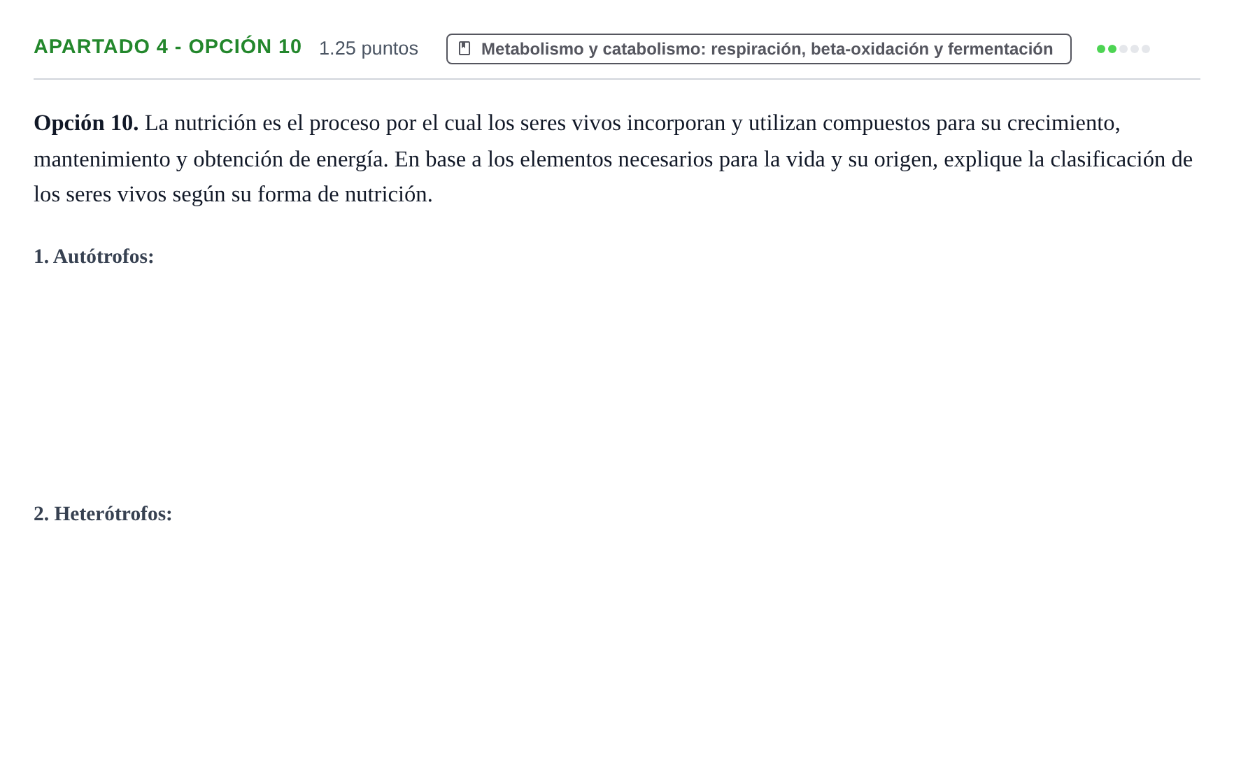 Enunciado: Apartado 4 - Opción 10 · Biología PAU Cantabria Ordinaria 2025