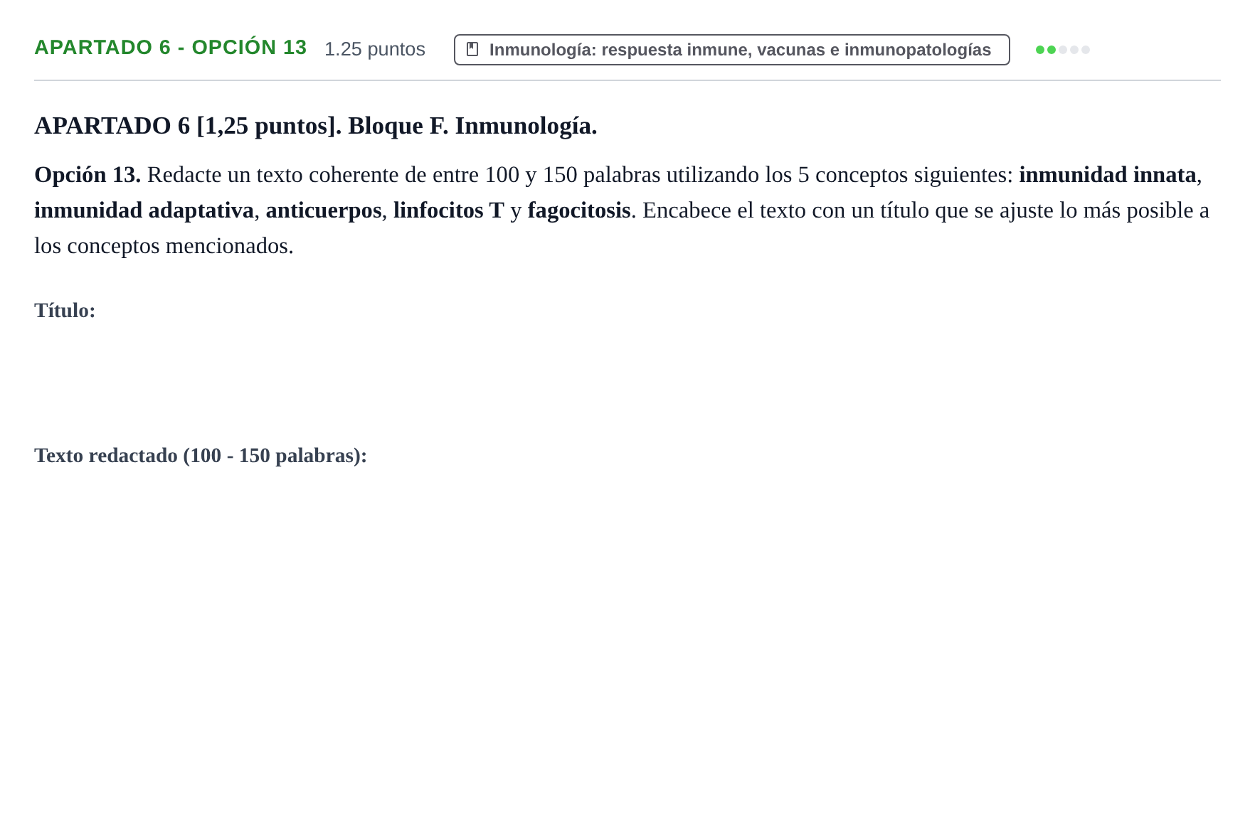 Enunciado: Apartado 6 - Opción 13 · Biología PAU Cantabria Ordinaria 2025