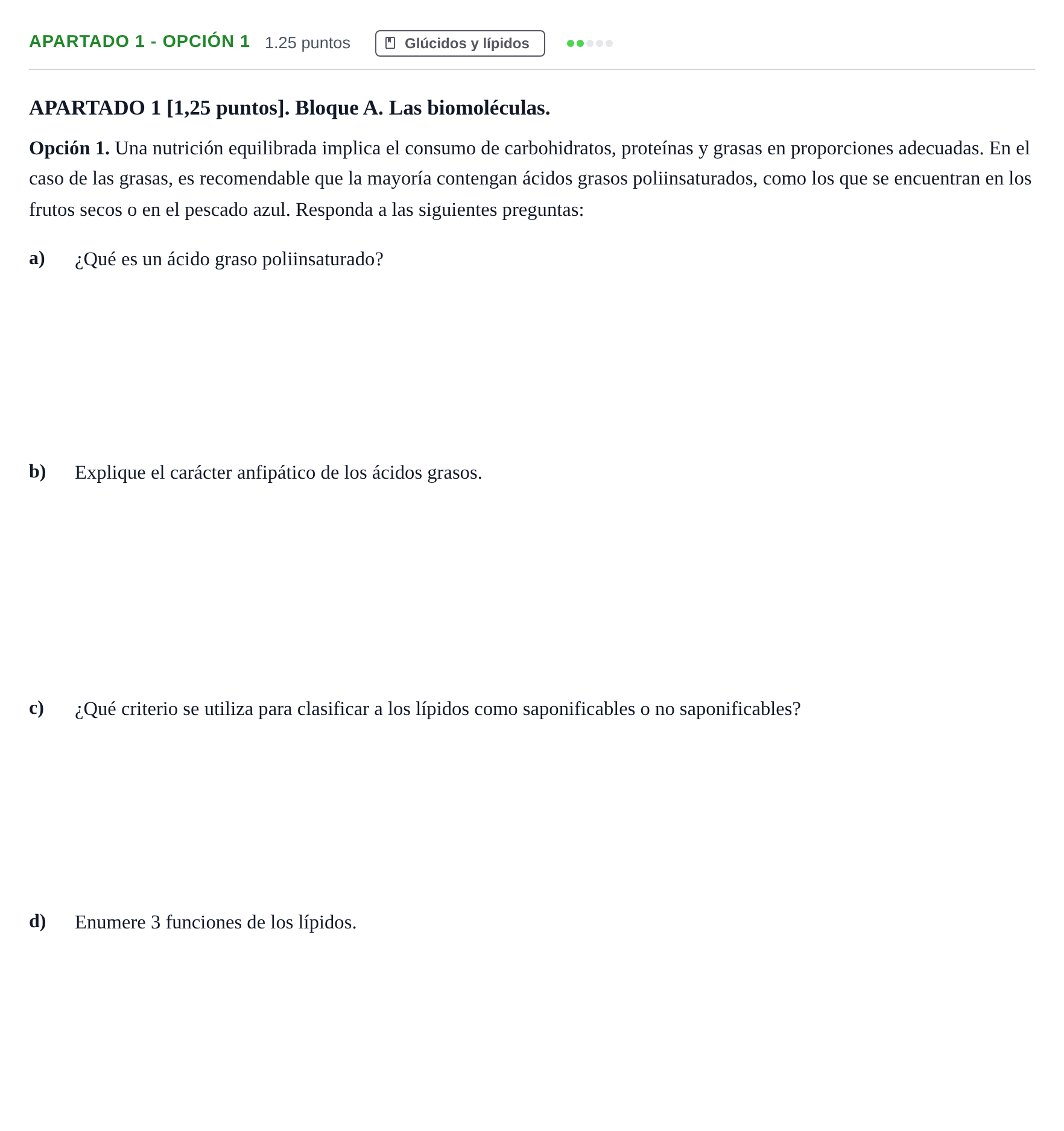Enunciado: Apartado 1 - Opción 1 · Biología PAU Cantabria Ordinaria 2025