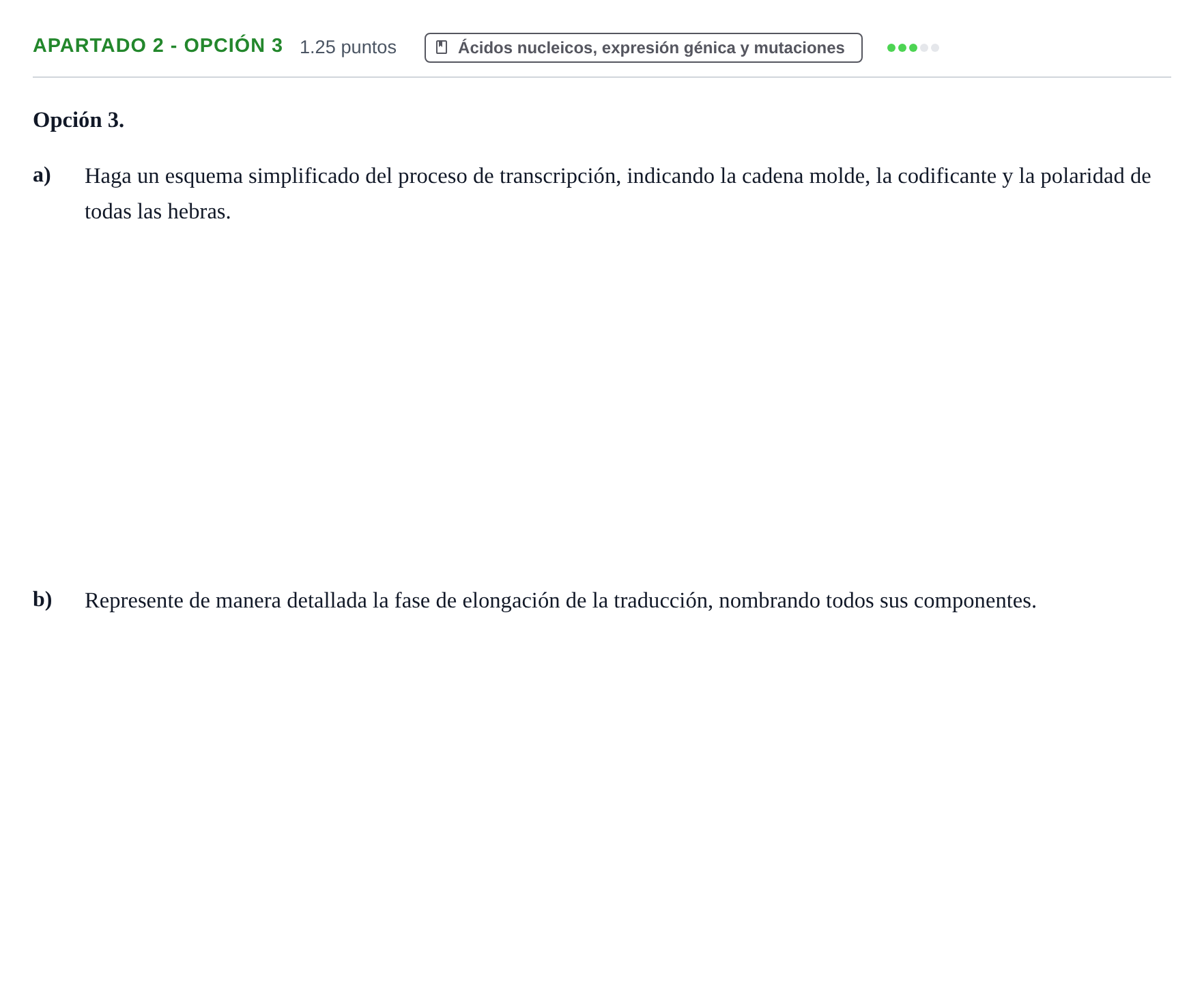Enunciado: Apartado 2 - Opción 3 · Biología PAU Cantabria Ordinaria 2025