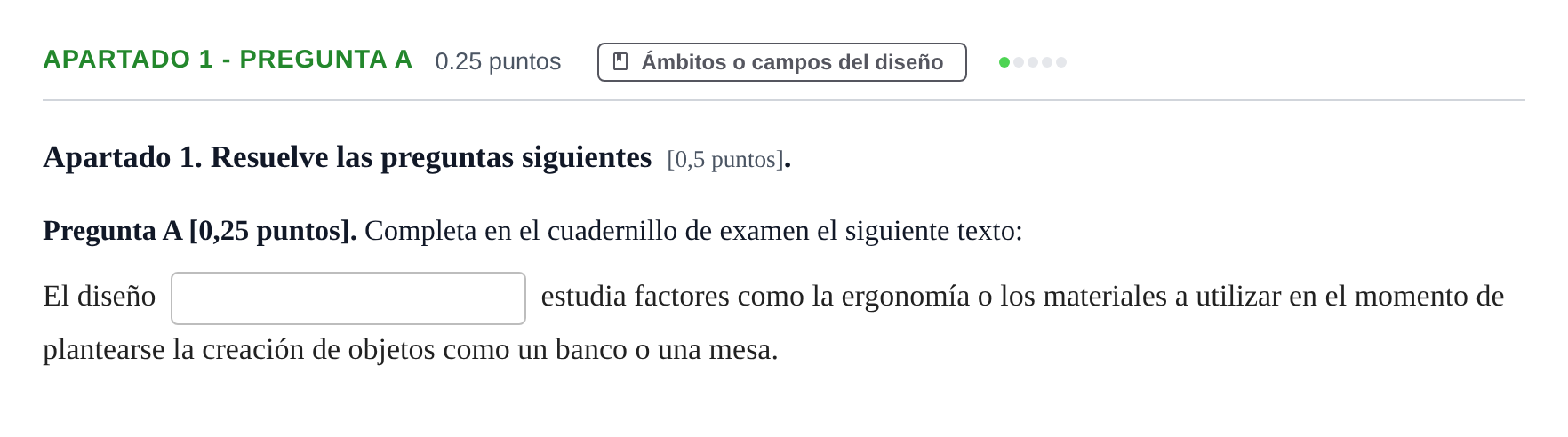 Enunciado: Apartado 1 - Pregunta A · Diseño PAU Cantabria Extraordinaria 2025