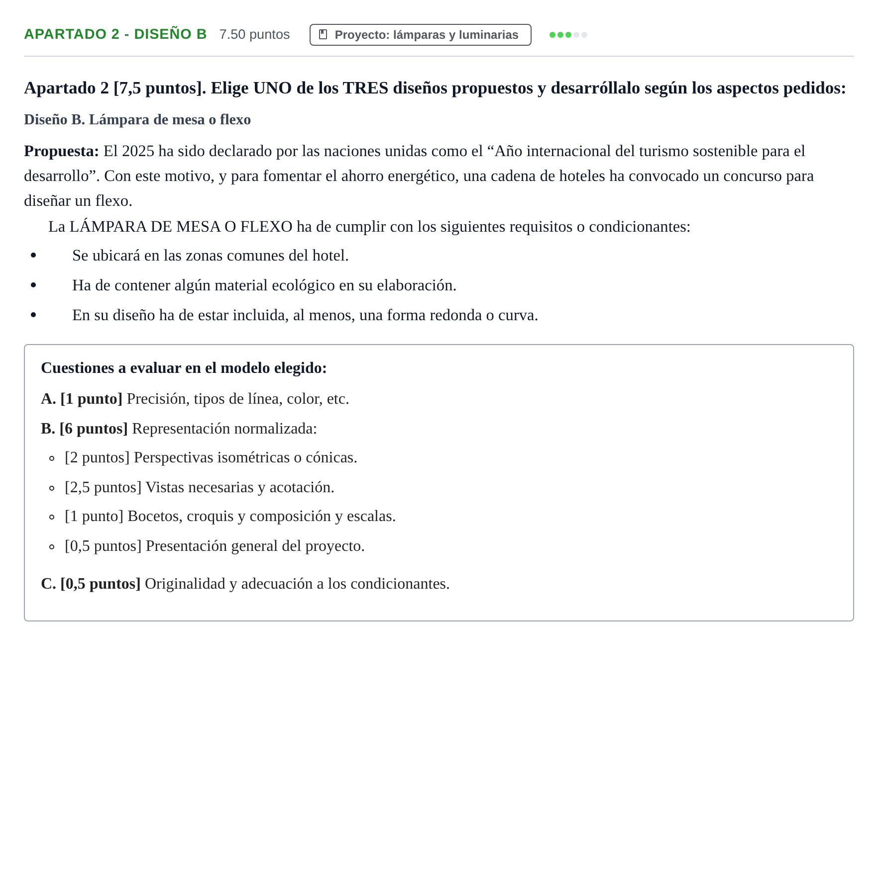 Enunciado: Apartado 2 - Diseño B · Diseño PAU Cantabria Extraordinaria 2025