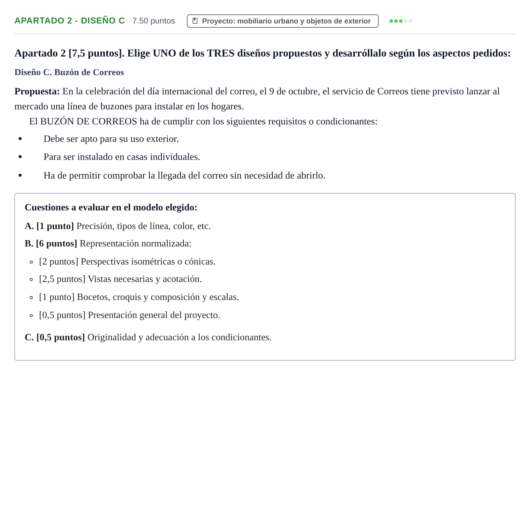 Enunciado: Apartado 2 - Diseño C · Diseño PAU Cantabria Extraordinaria 2025