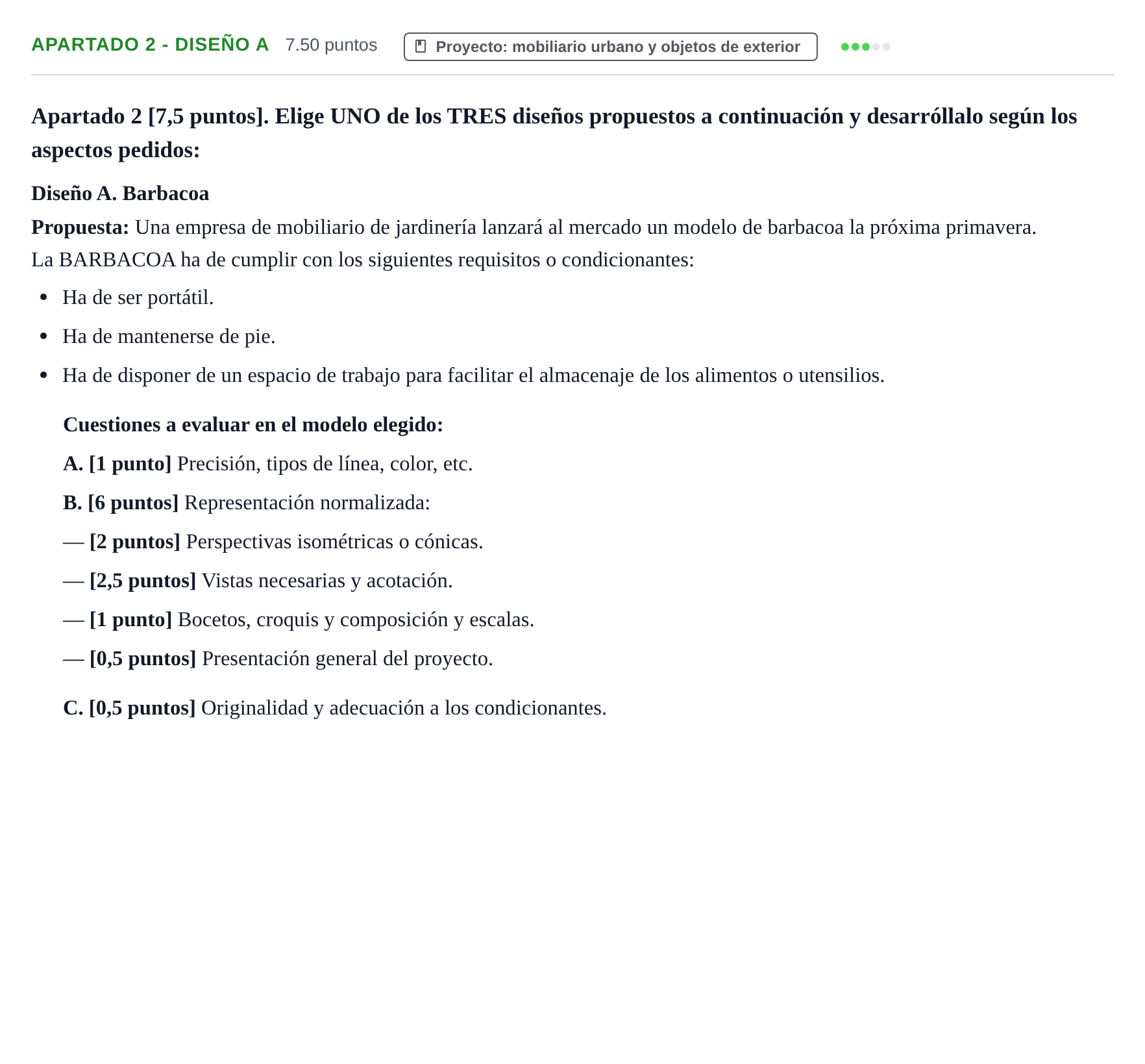 Enunciado: Apartado 2 - Diseño A · Diseño PAU Cantabria Ordinaria 2025