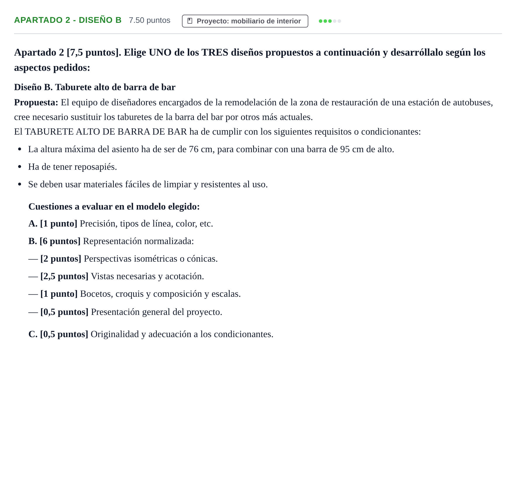 Enunciado: Apartado 2 - Diseño B · Diseño PAU Cantabria Ordinaria 2025