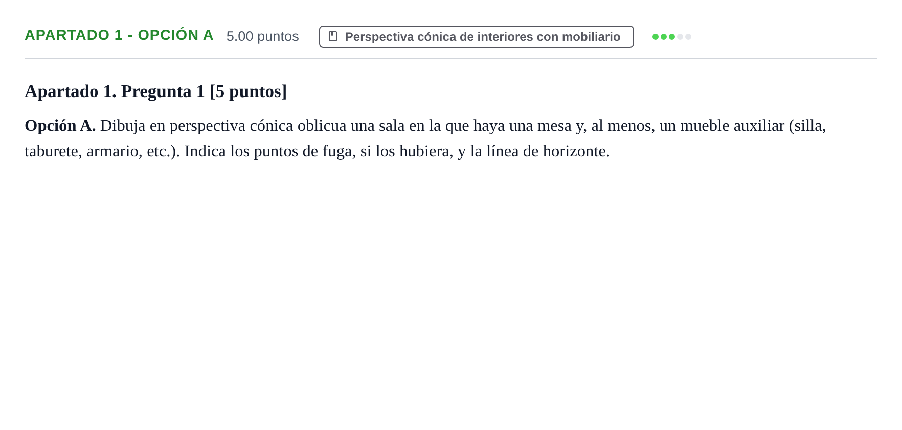 Enunciado: Apartado 1 - Opción A · Dibujo Técnico Aplicado a las Artes Plásticas y al Diseño PAU Cantabria Extraordinaria 2025