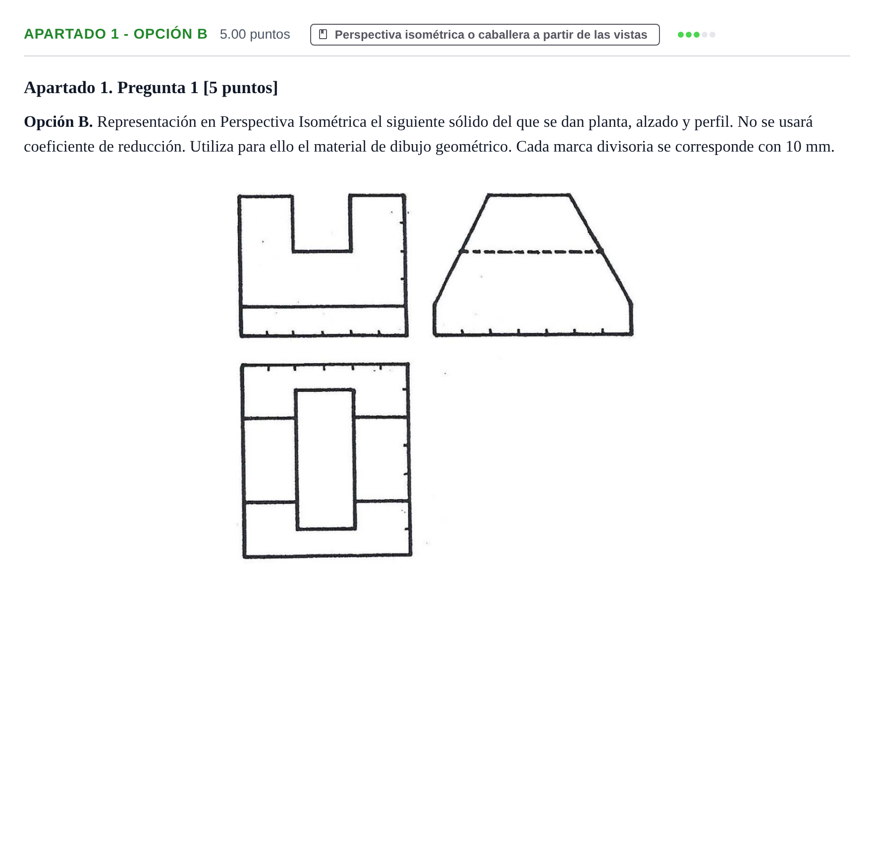 Enunciado: Apartado 1 - Opción B · Dibujo Técnico Aplicado a las Artes Plásticas y al Diseño PAU Cantabria Extraordinaria 2025