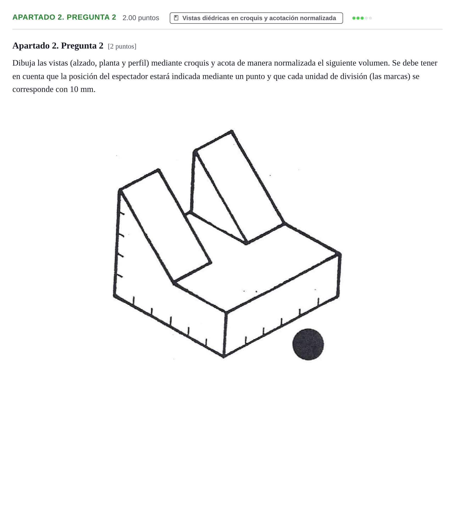 Enunciado: Apartado 2. Pregunta 2 · Dibujo Técnico Aplicado a las Artes Plásticas y al Diseño PAU Cantabria Extraordinaria 2025