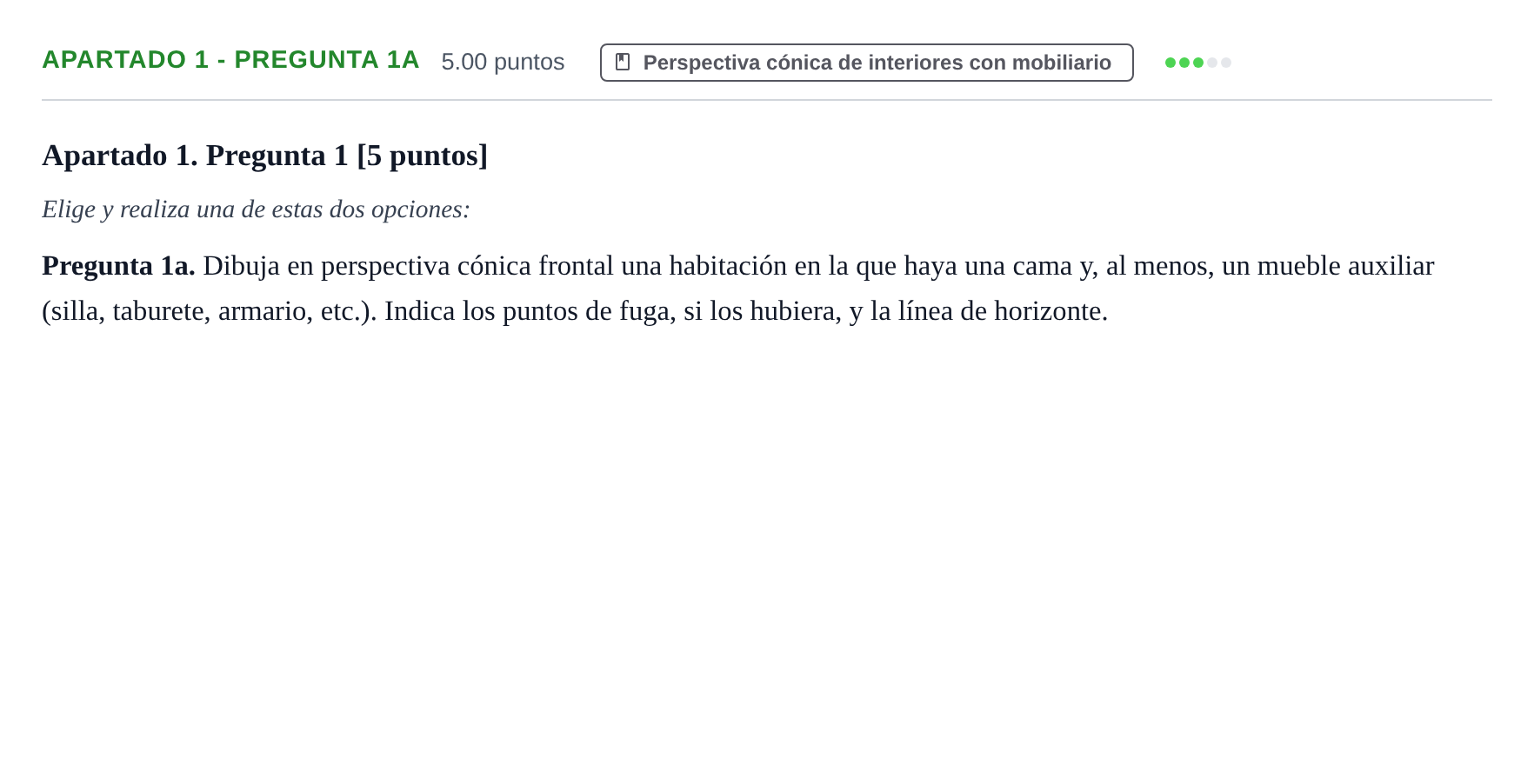 Enunciado: Apartado 1 - Pregunta 1a · Dibujo Técnico Aplicado a las Artes Plásticas y al Diseño PAU Cantabria Ordinaria 2025