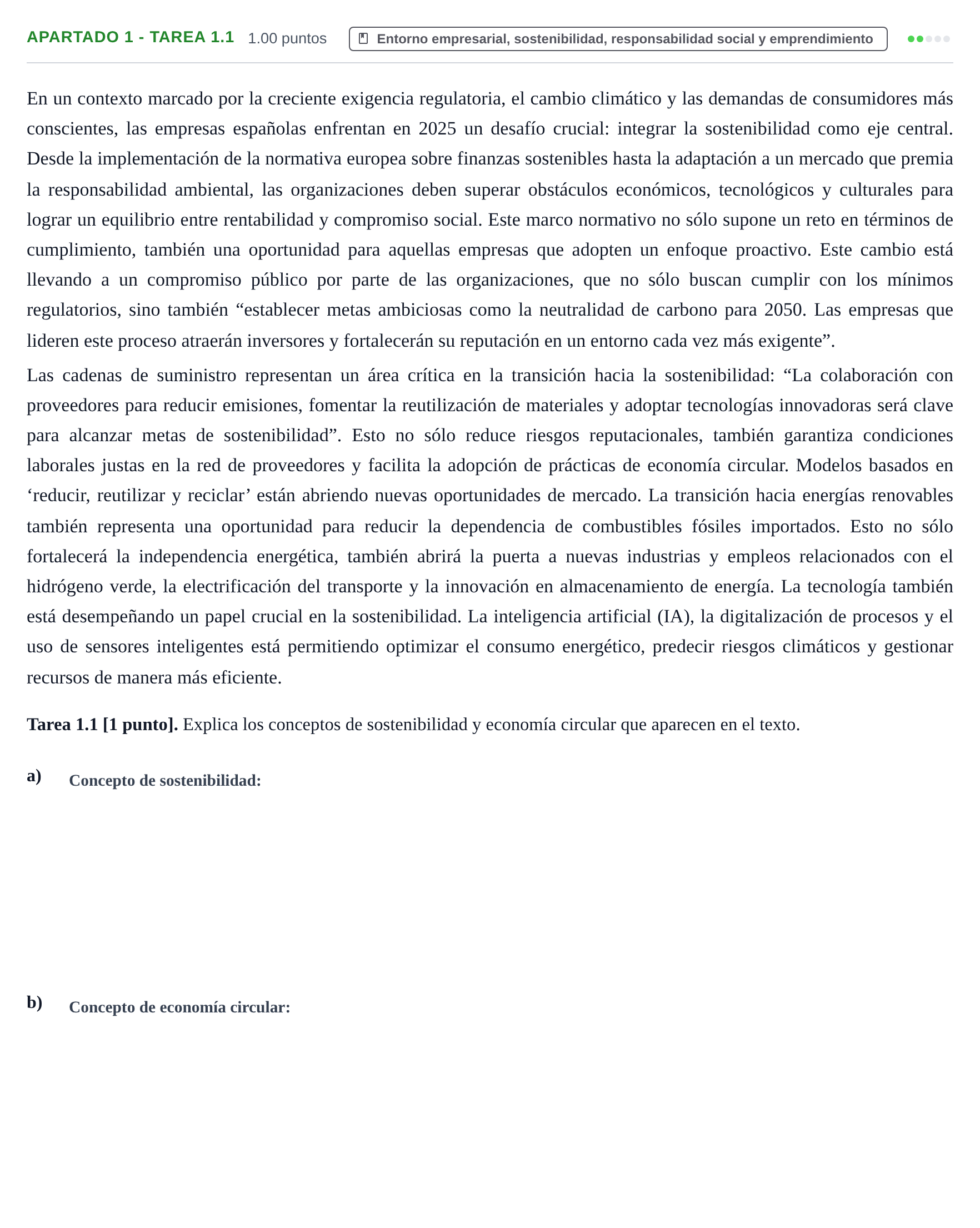 Enunciado: Apartado 1 - Tarea 1.1 · Empresa y Diseño de Modelos de Negocio PAU Cantabria Extraordinaria 2025