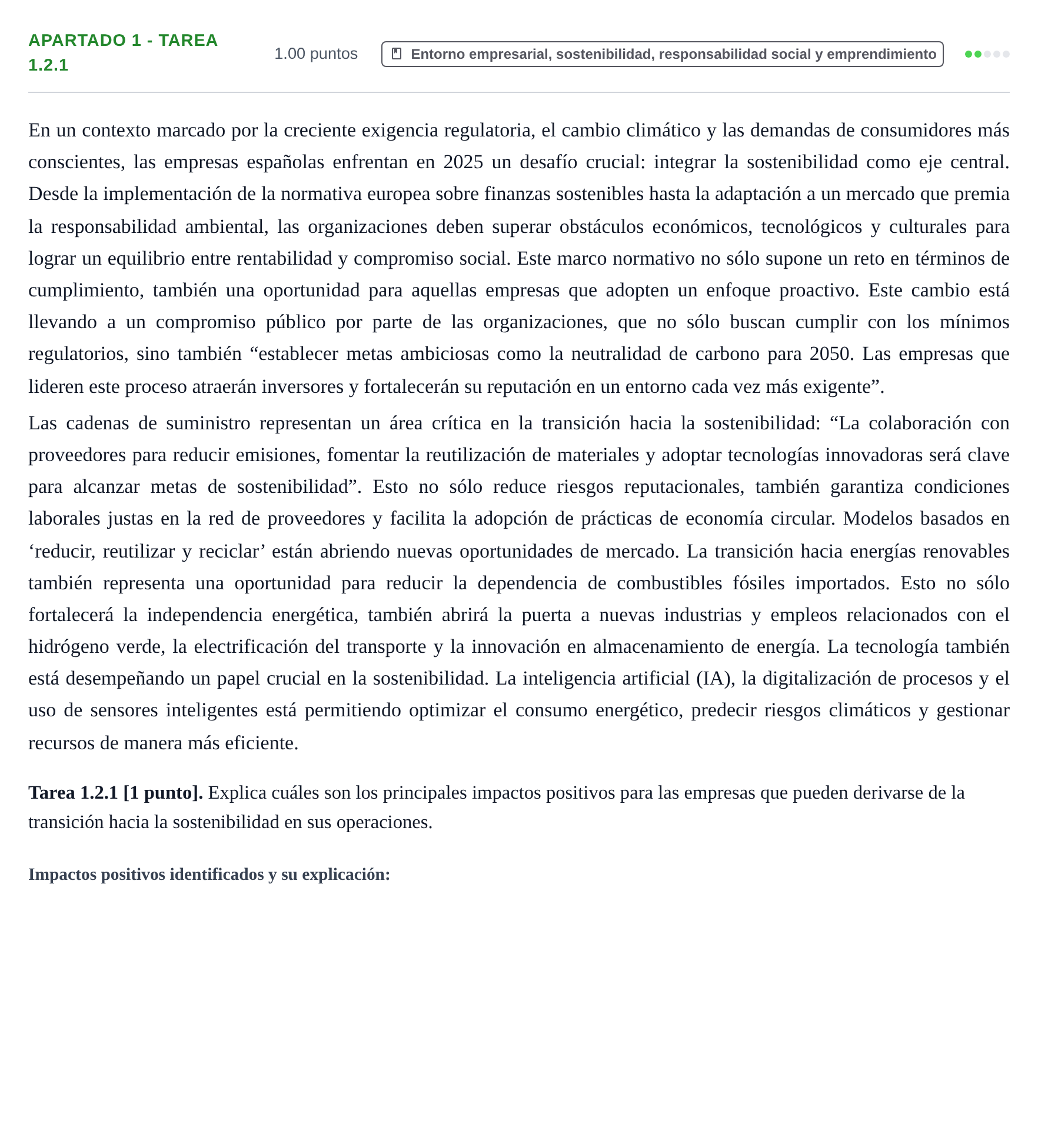 Enunciado: Apartado 1 - Tarea 1.2.1 · Empresa y Diseño de Modelos de Negocio PAU Cantabria Extraordinaria 2025