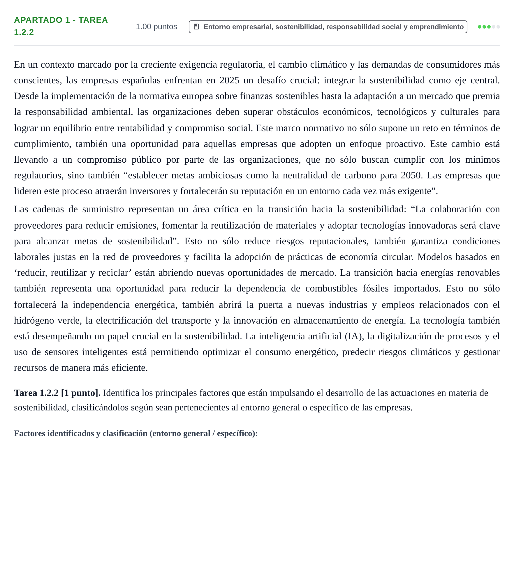 Enunciado: Apartado 1 - Tarea 1.2.2 · Empresa y Diseño de Modelos de Negocio PAU Cantabria Extraordinaria 2025