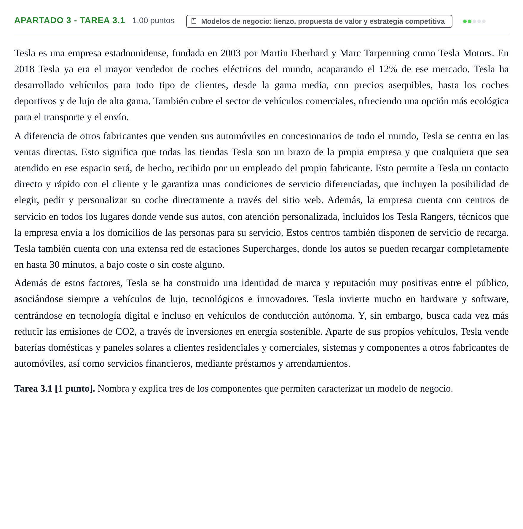 Enunciado: Apartado 3 - Tarea 3.1 · Empresa y Diseño de Modelos de Negocio PAU Cantabria Extraordinaria 2025