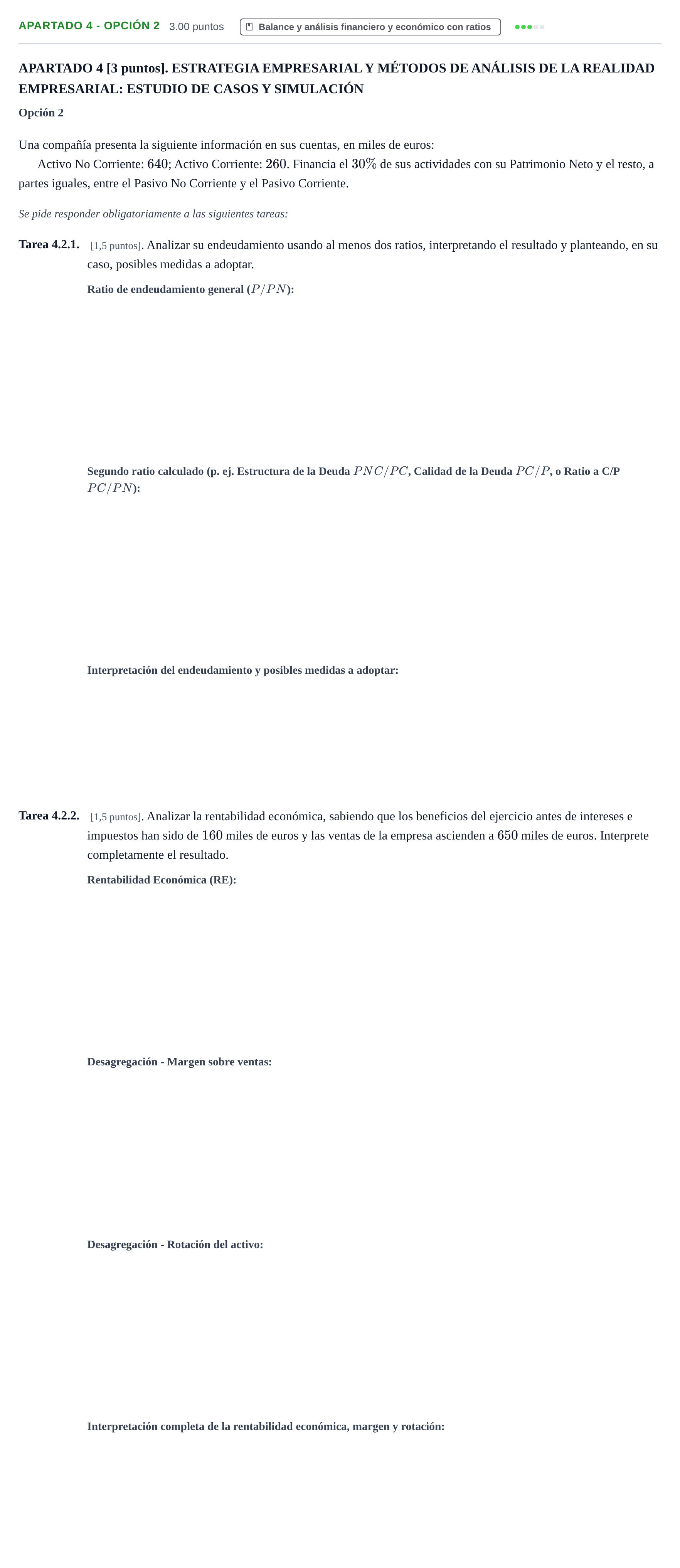 Enunciado: Apartado 4 - Opción 2 · Empresa y Diseño de Modelos de Negocio PAU Cantabria Extraordinaria 2025