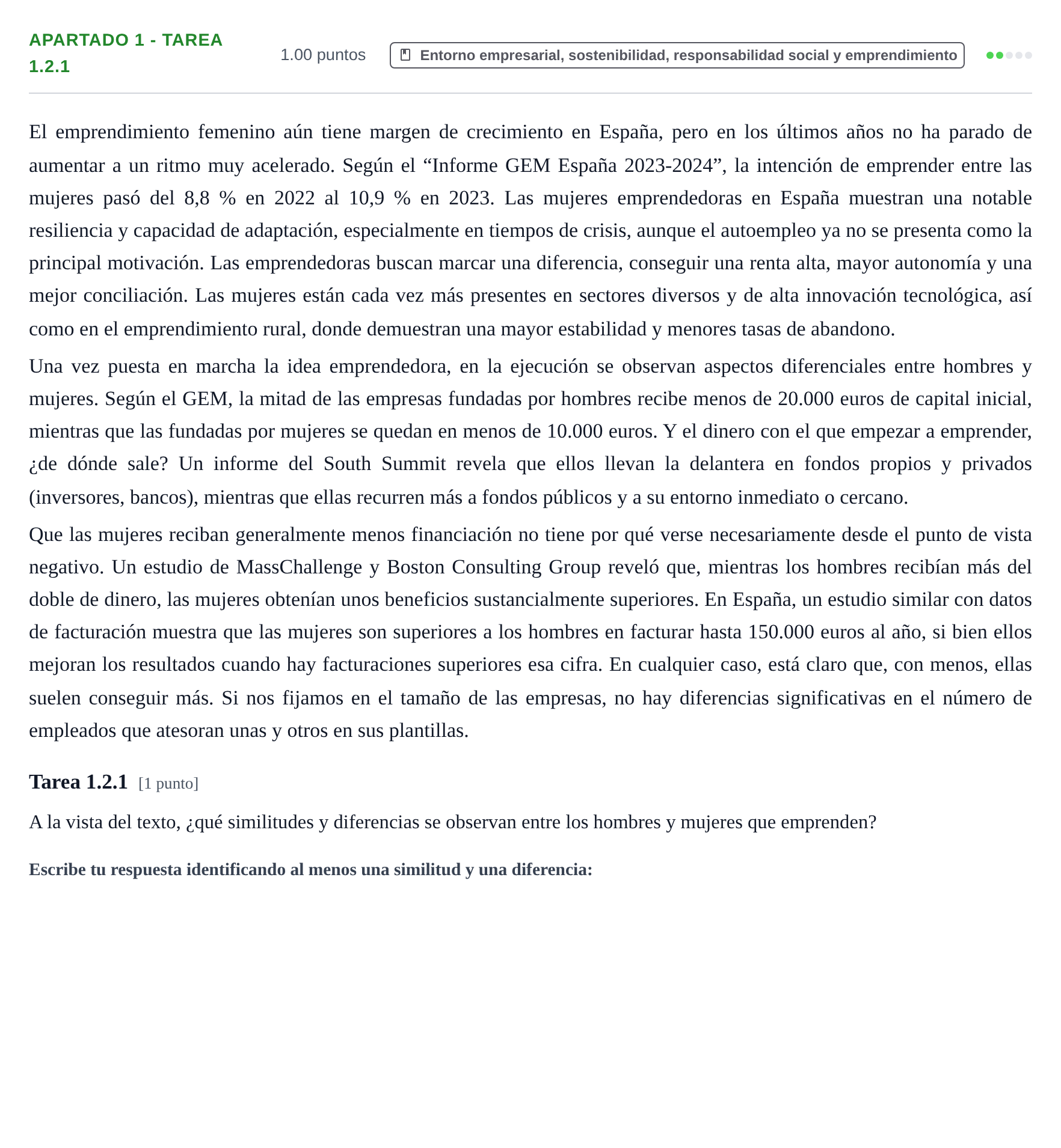Enunciado: Apartado 1 - Tarea 1.2.1 · Empresa y Diseño de Modelos de Negocio PAU Cantabria Ordinaria 2025