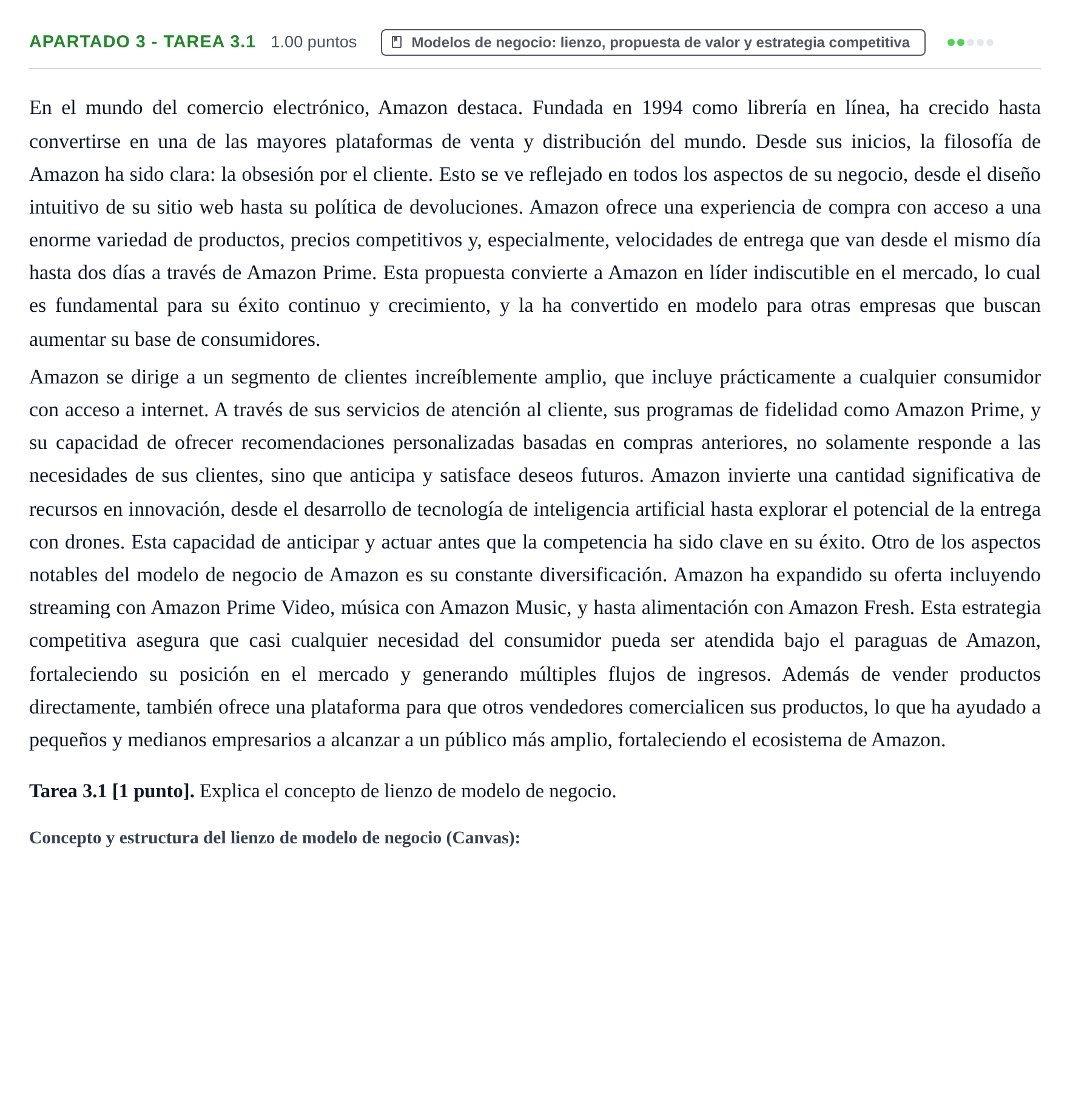 Enunciado: Apartado 3 - Tarea 3.1 · Empresa y Diseño de Modelos de Negocio PAU Cantabria Ordinaria 2025
