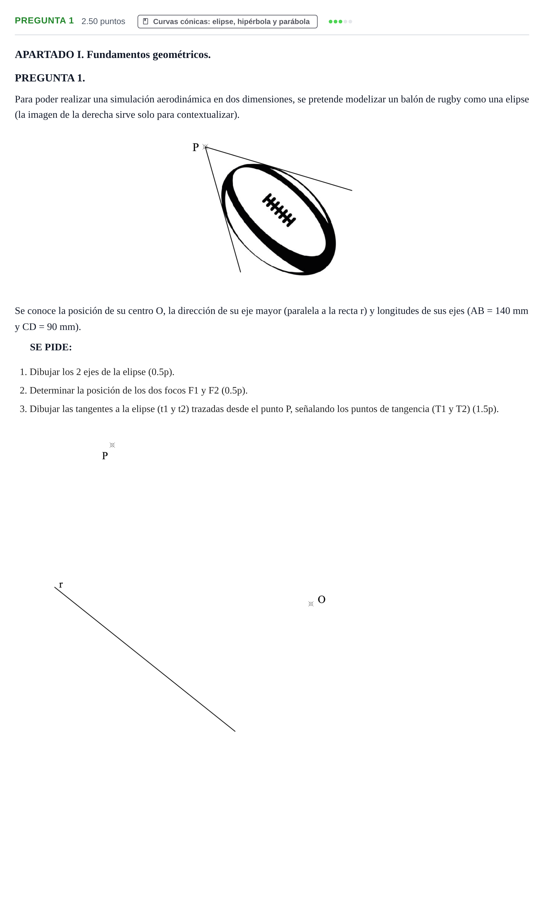 Enunciado: Pregunta 1 · Dibujo técnico II PAU Cantabria Ordinaria 2025