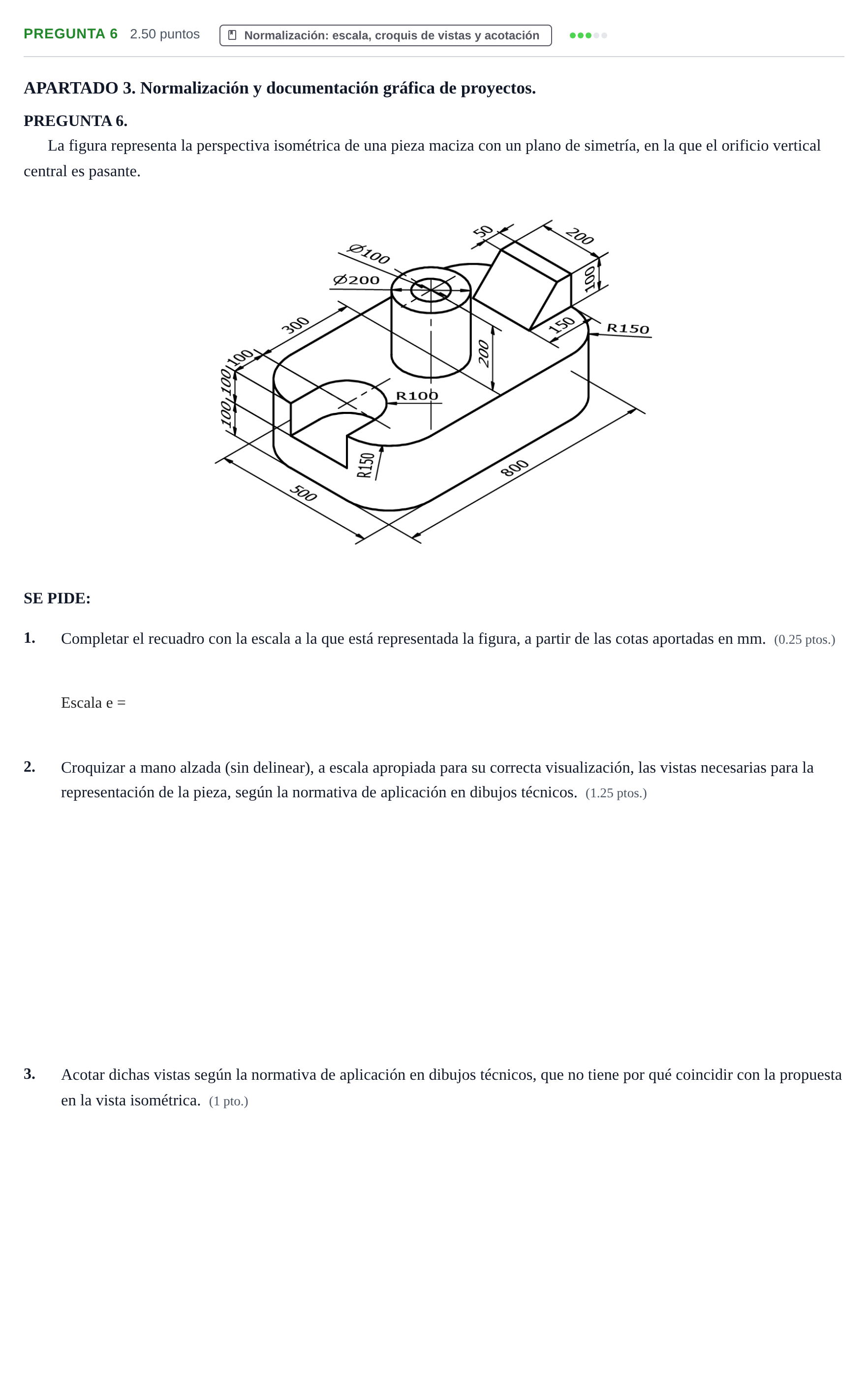 Enunciado: Pregunta 6 · Dibujo técnico II PAU Cantabria Ordinaria 2025
