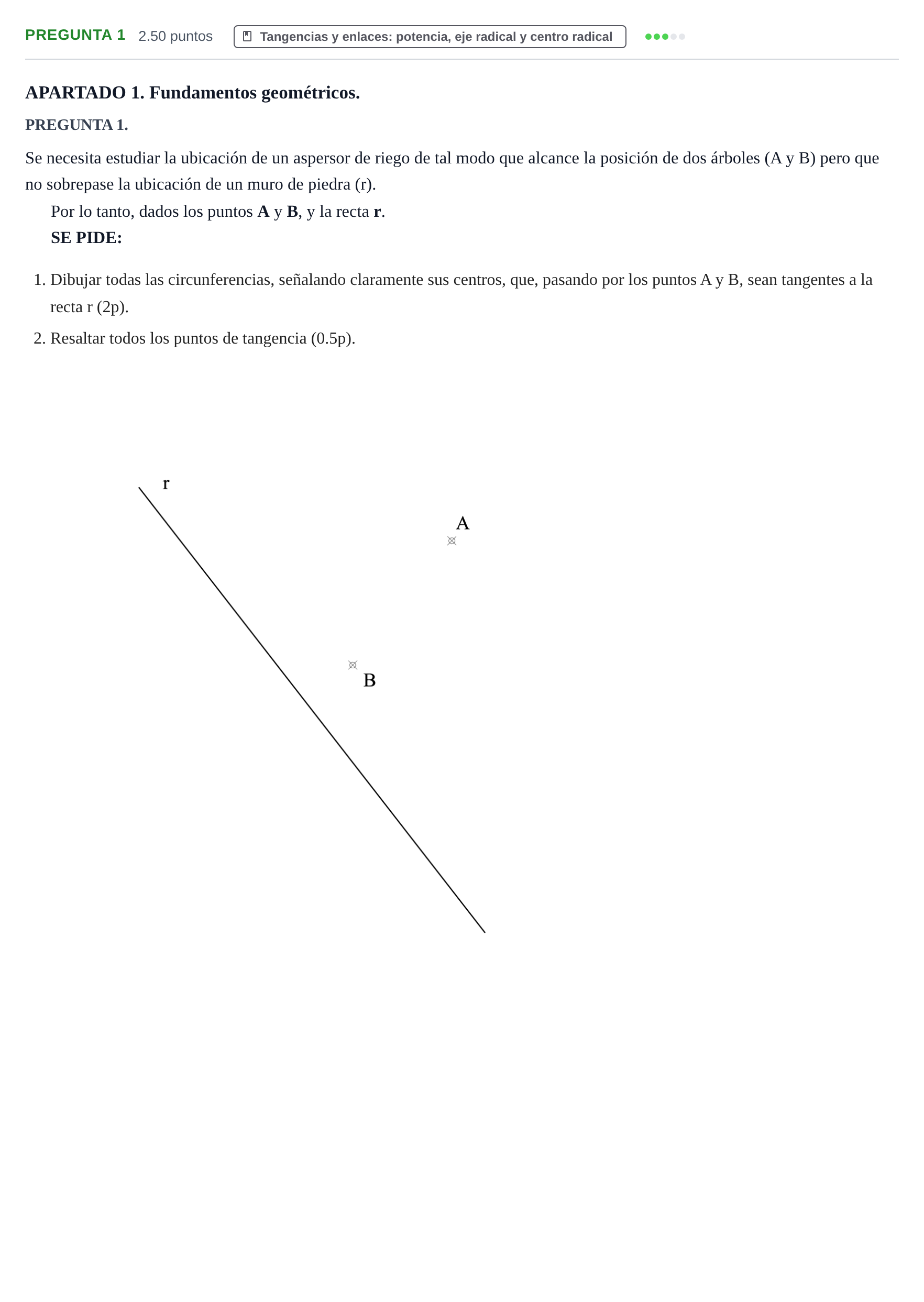 Enunciado: Pregunta 1 · Dibujo técnico II PAU Cantabria Extraordinaria 2025