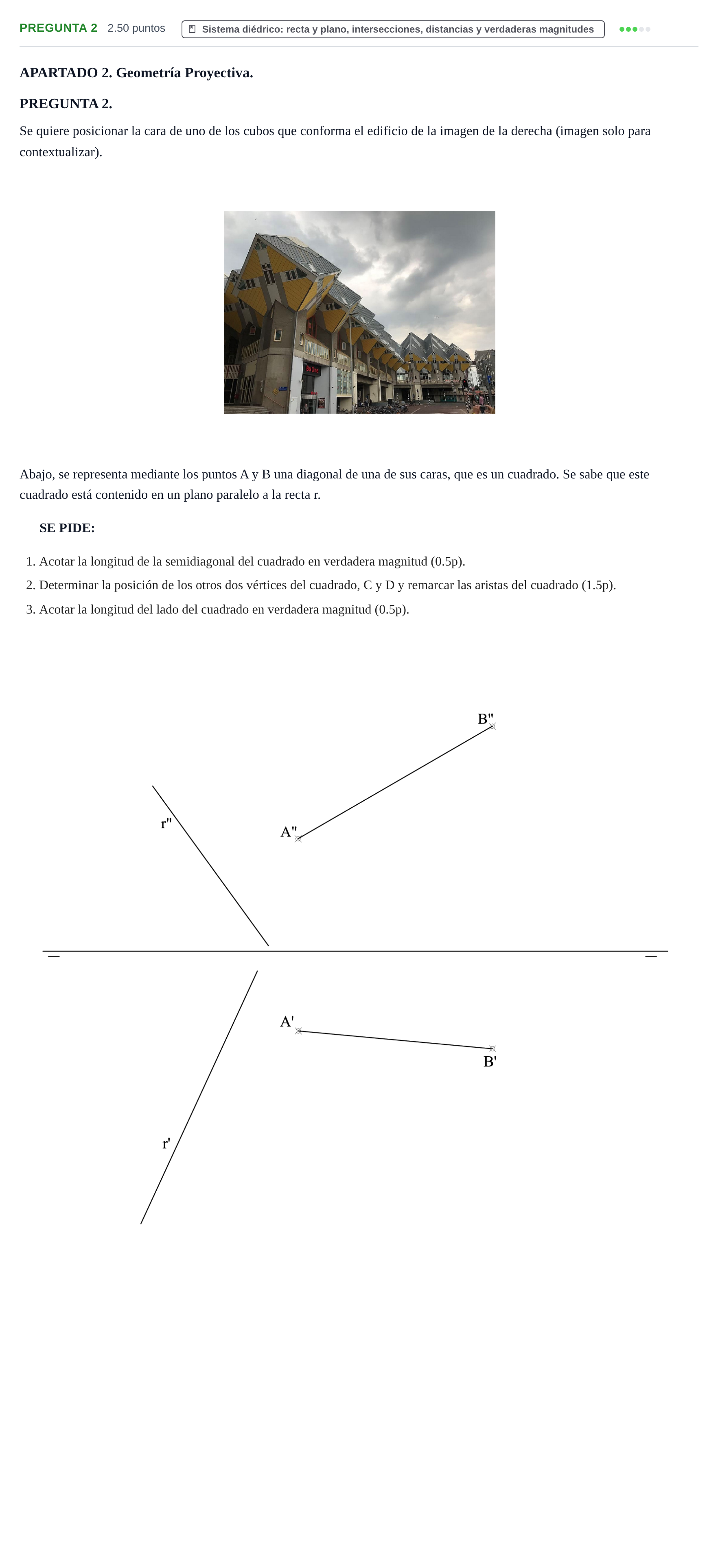 Enunciado: Pregunta 2 · Dibujo técnico II PAU Cantabria Extraordinaria 2025