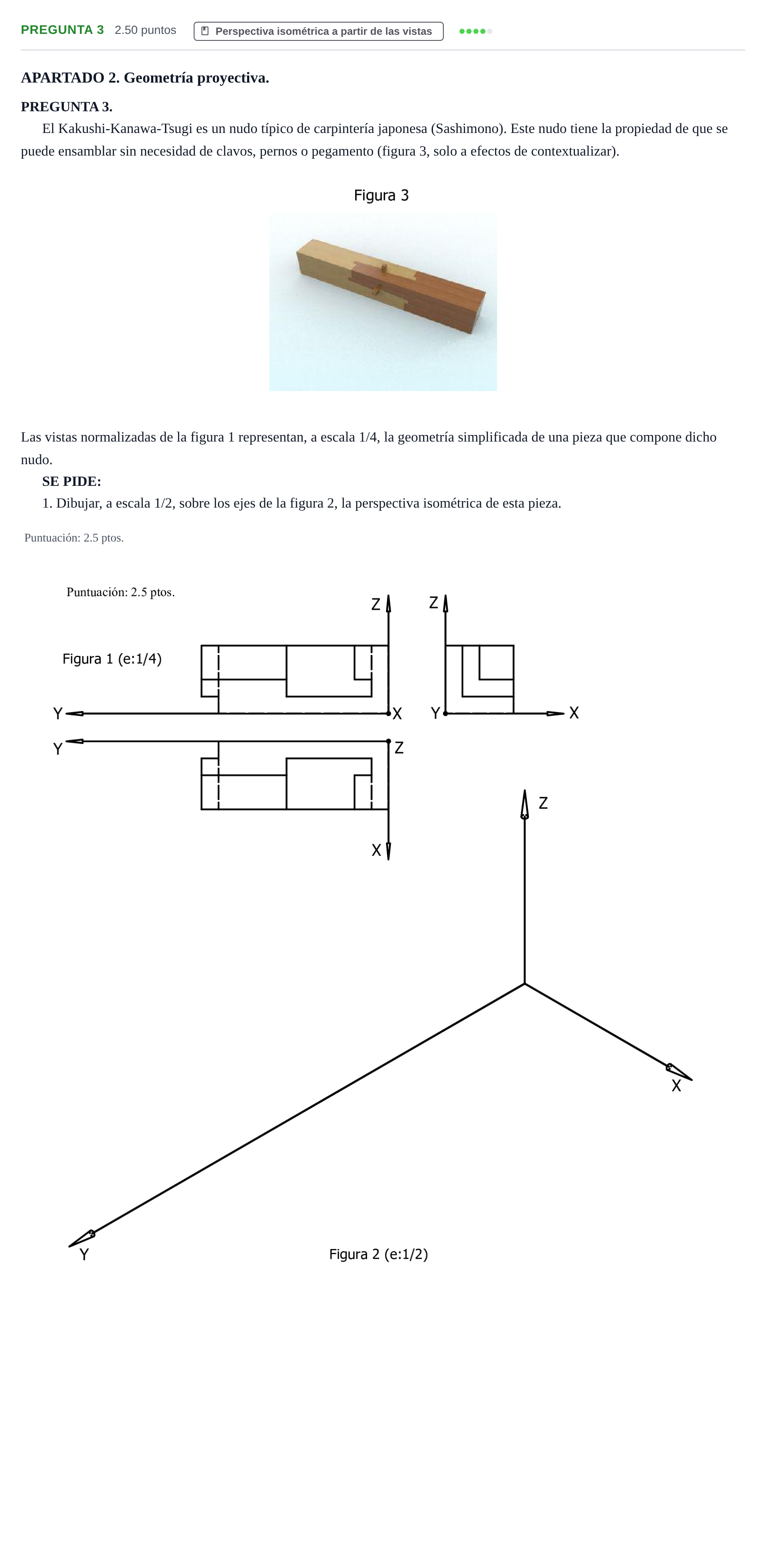Enunciado: Pregunta 3 · Dibujo técnico II PAU Cantabria Extraordinaria 2025