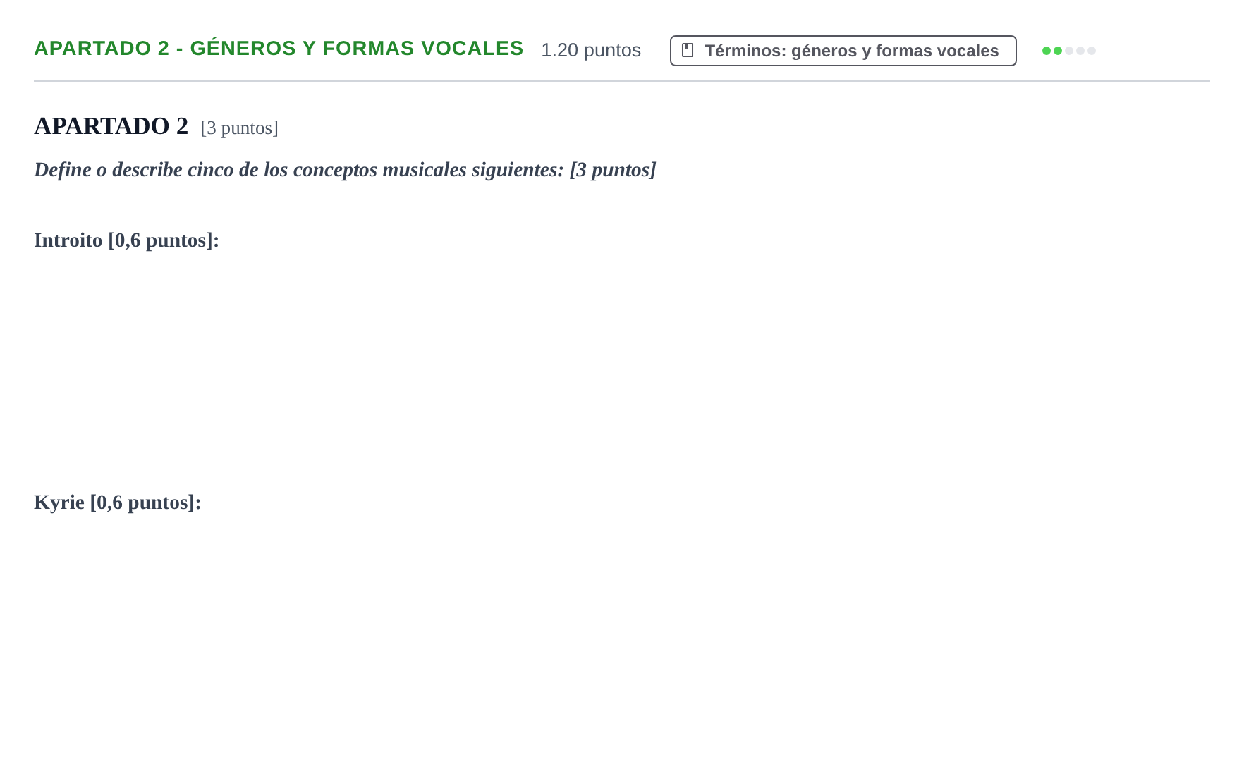 Enunciado: Apartado 2 - Géneros y formas vocales · Análisis Musical II PAU Cantabria Ordinaria 2025