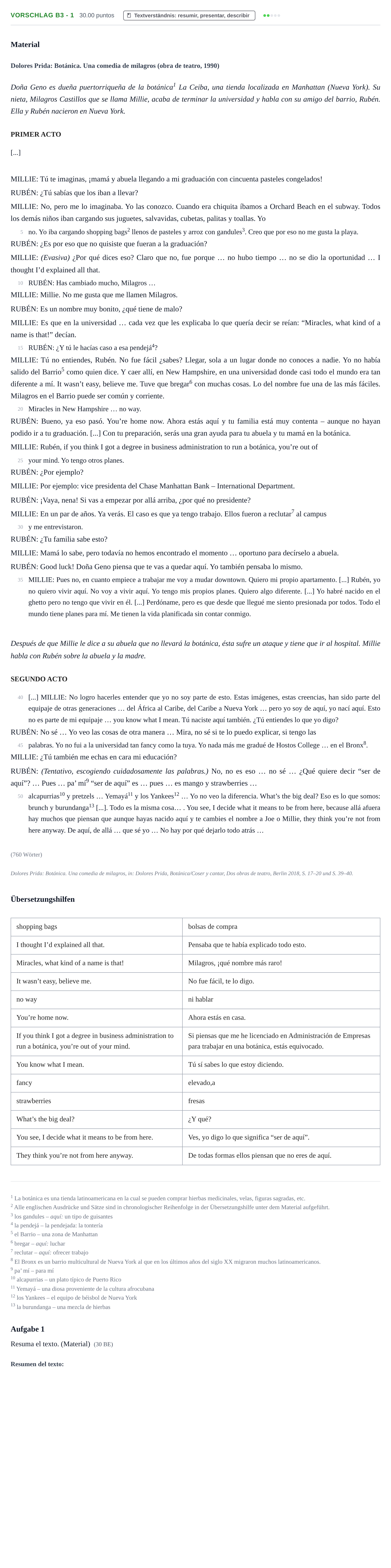 Aufgabenstellung: Aufgabe Vorschlag B3 - 1 · Abitur Hessen Spanisch GK 2022