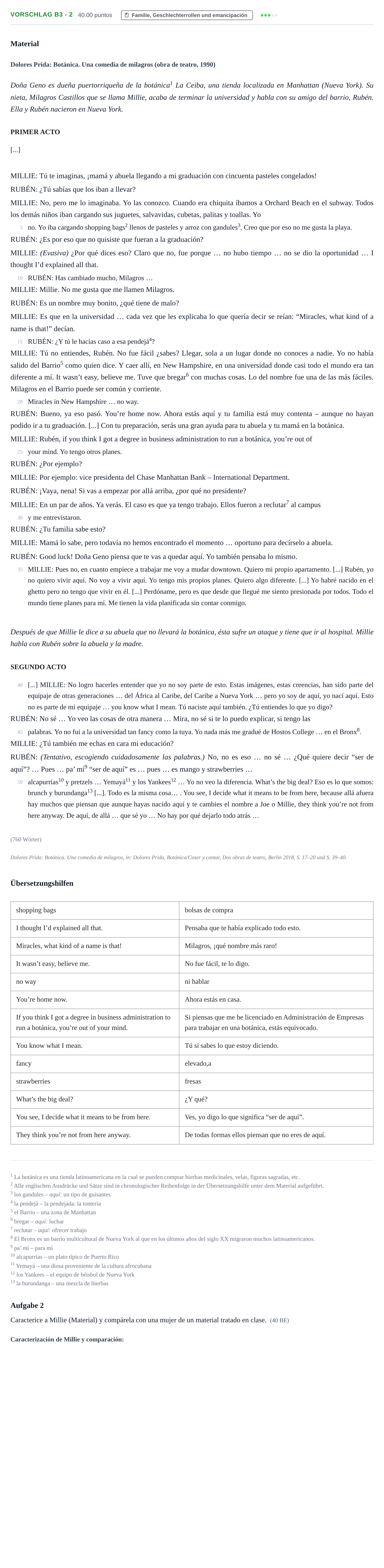Aufgabenstellung: Aufgabe Vorschlag B3 - 2 · Abitur Hessen Spanisch GK 2022