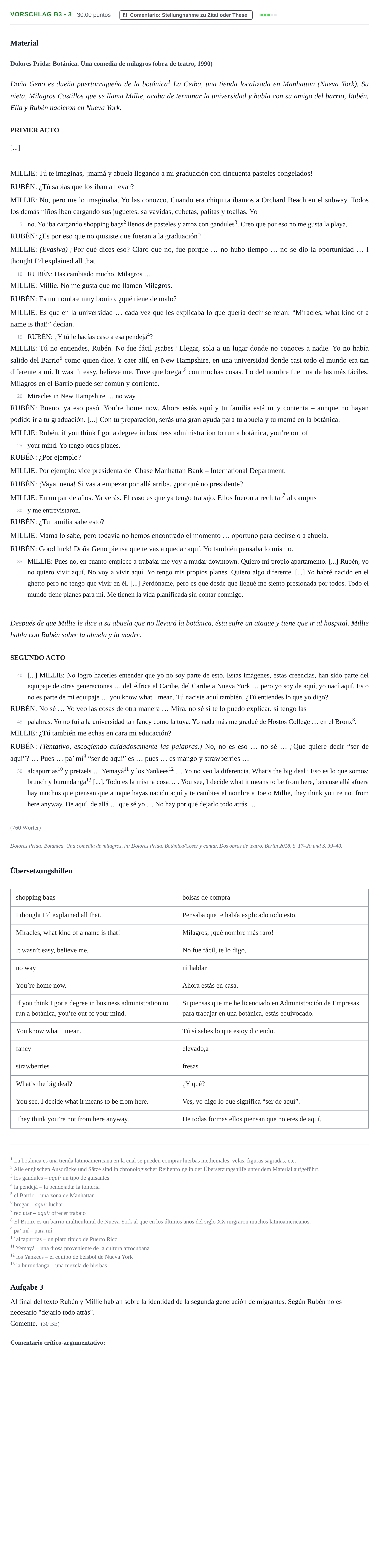 Aufgabenstellung: Aufgabe Vorschlag B3 - 3 · Abitur Hessen Spanisch GK 2022