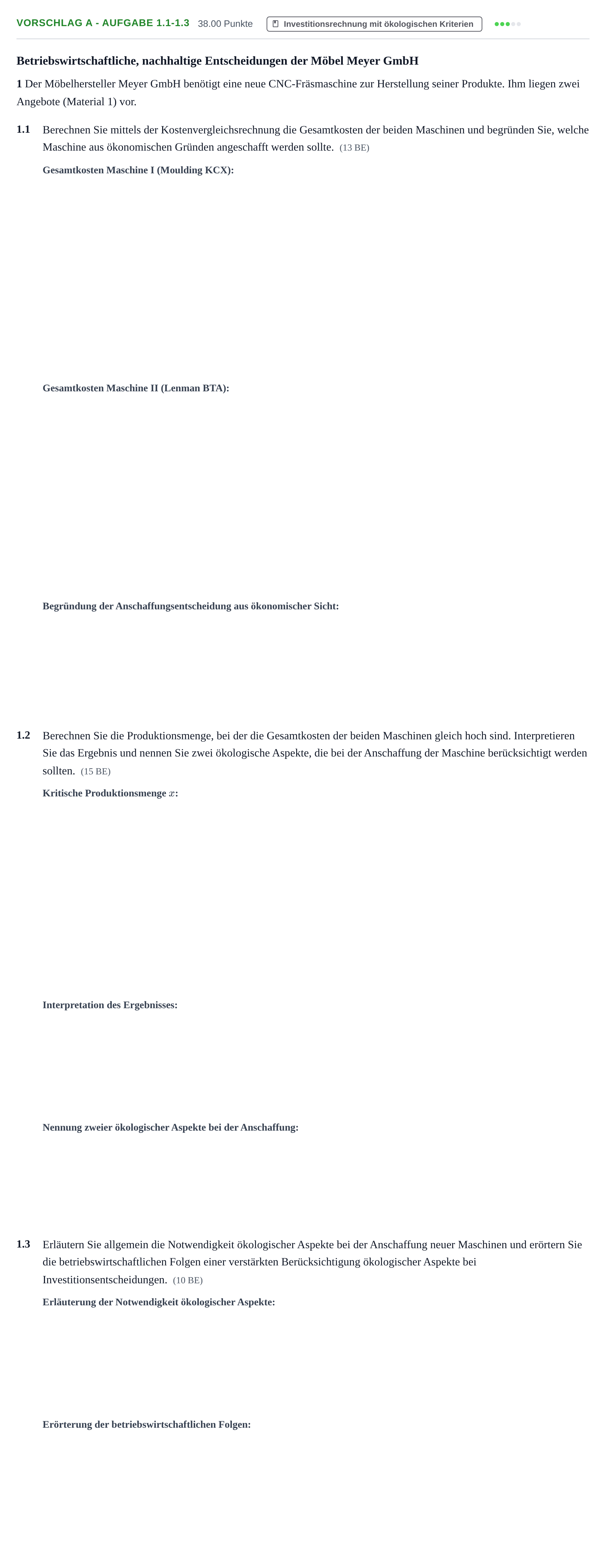 Aufgabenstellung: Aufgabe Vorschlag A - Aufgabe 1.1-1.3 · Abitur Hessen Umweltökonomie GK 2022