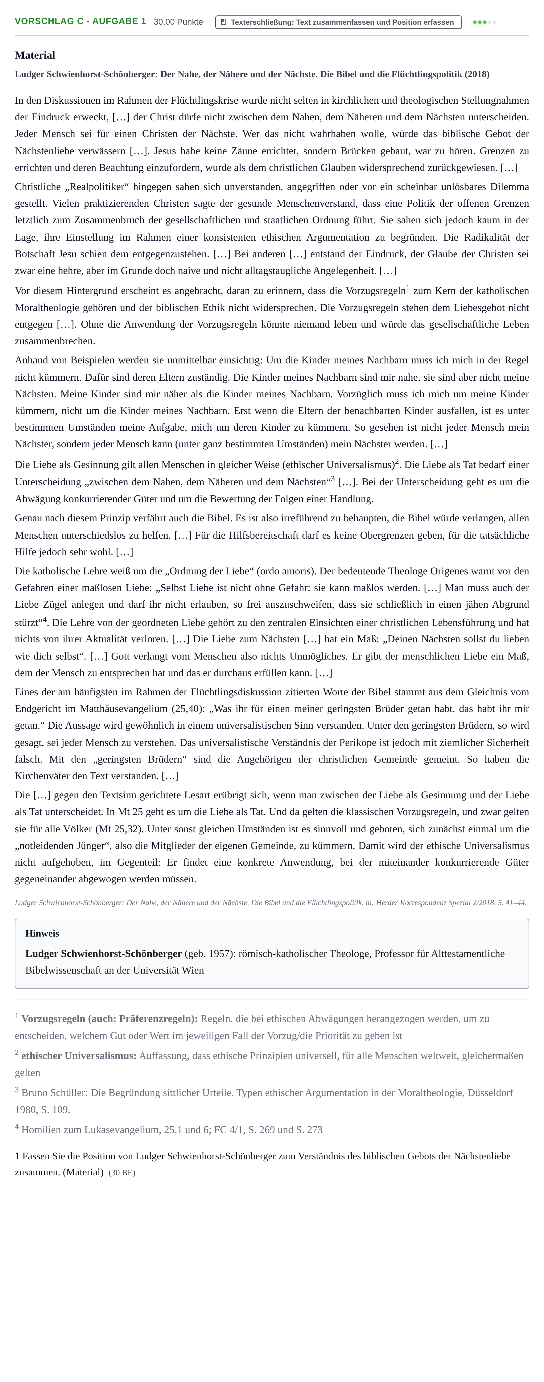 Aufgabenstellung: Aufgabe Vorschlag C - Aufgabe 1 · Abitur Hessen Katholische Religion LK 2022