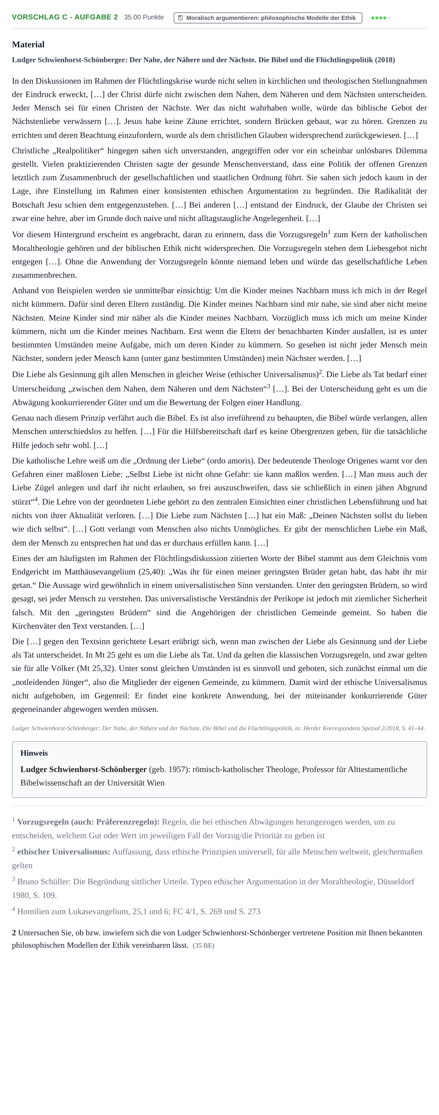Aufgabenstellung: Aufgabe Vorschlag C - Aufgabe 2 · Abitur Hessen Katholische Religion LK 2022