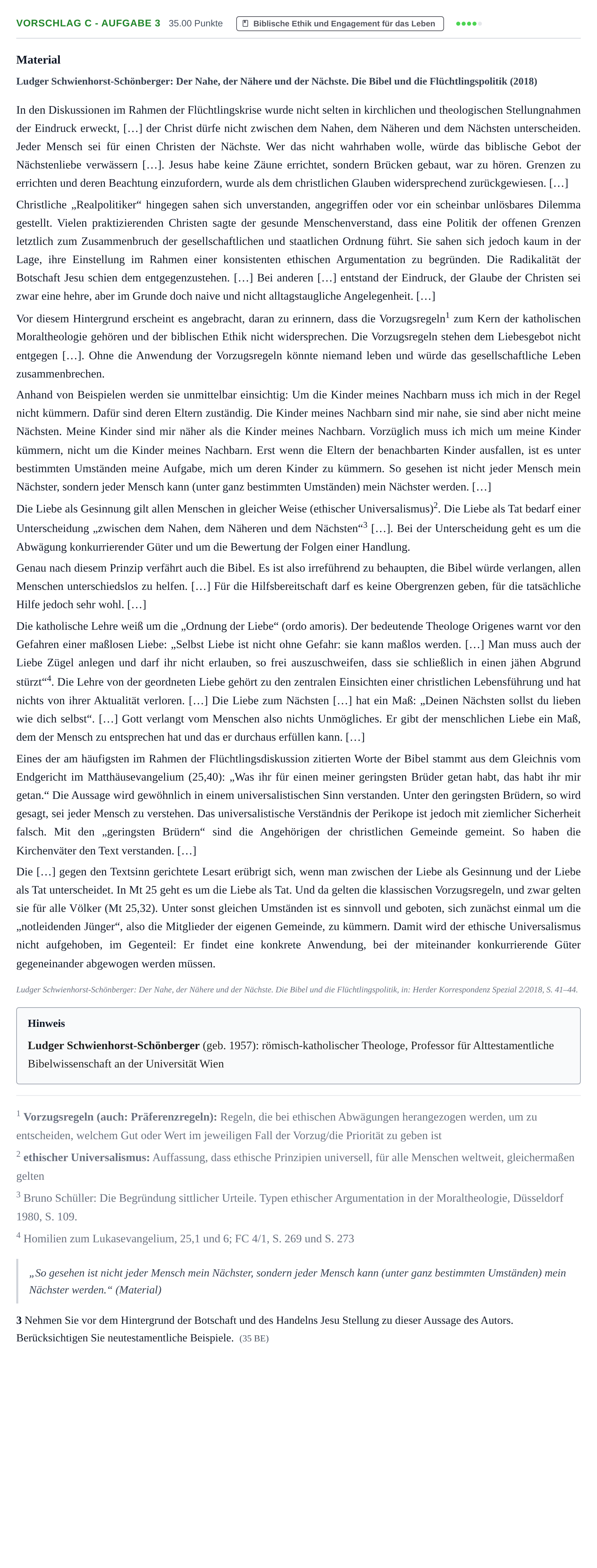 Aufgabenstellung: Aufgabe Vorschlag C - Aufgabe 3 · Abitur Hessen Katholische Religion LK 2022
