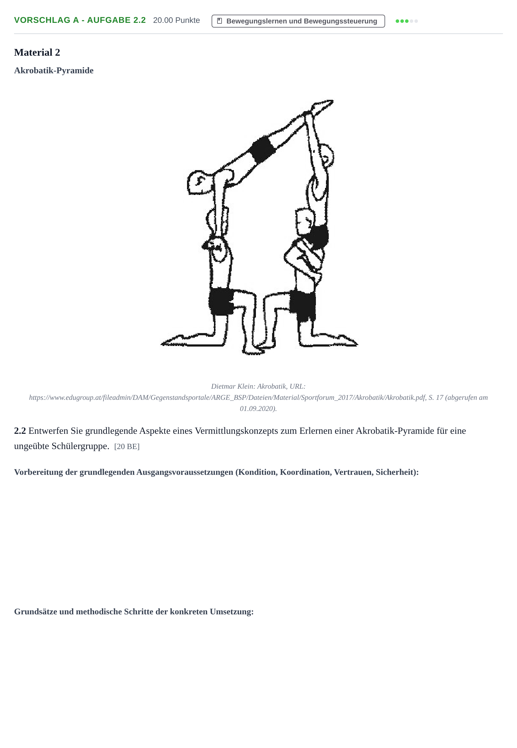 Aufgabenstellung: Aufgabe Vorschlag A - Aufgabe 2.2 · Abitur Hessen Sport LK 2022