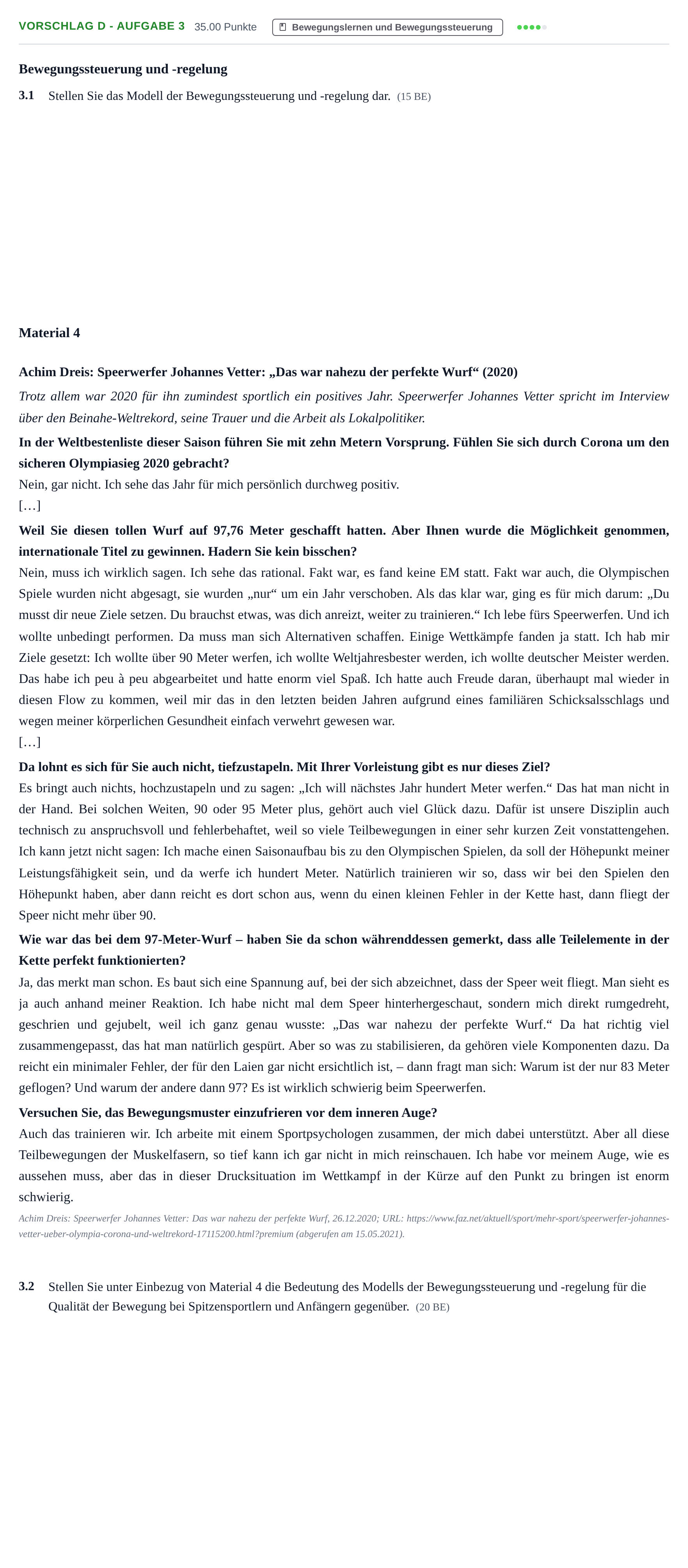 Aufgabenstellung: Aufgabe Vorschlag D - Aufgabe 3 · Abitur Hessen Sport LK 2022