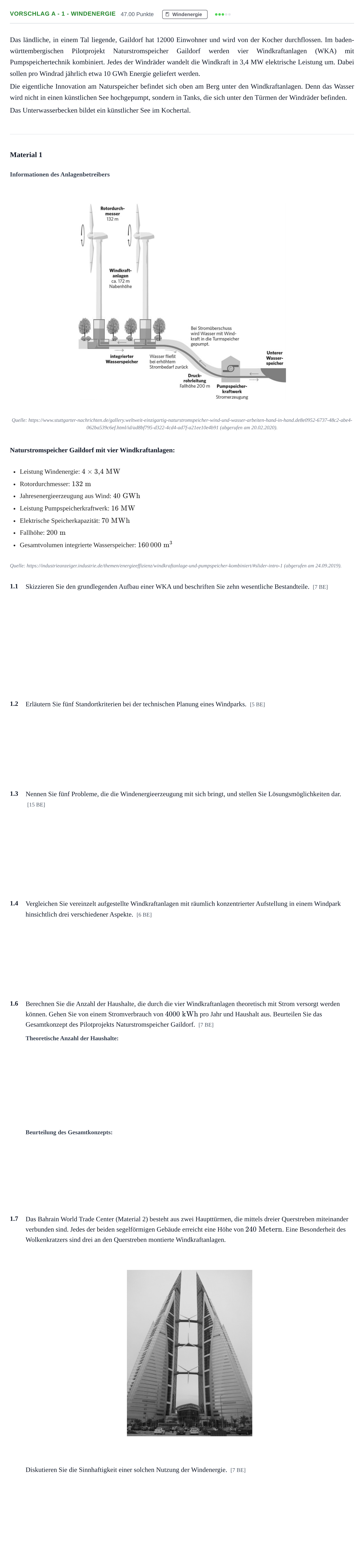 Aufgabenstellung: Aufgabe Vorschlag A - 1 - Windenergie · Abitur Hessen Umwelttechnik LK 2022