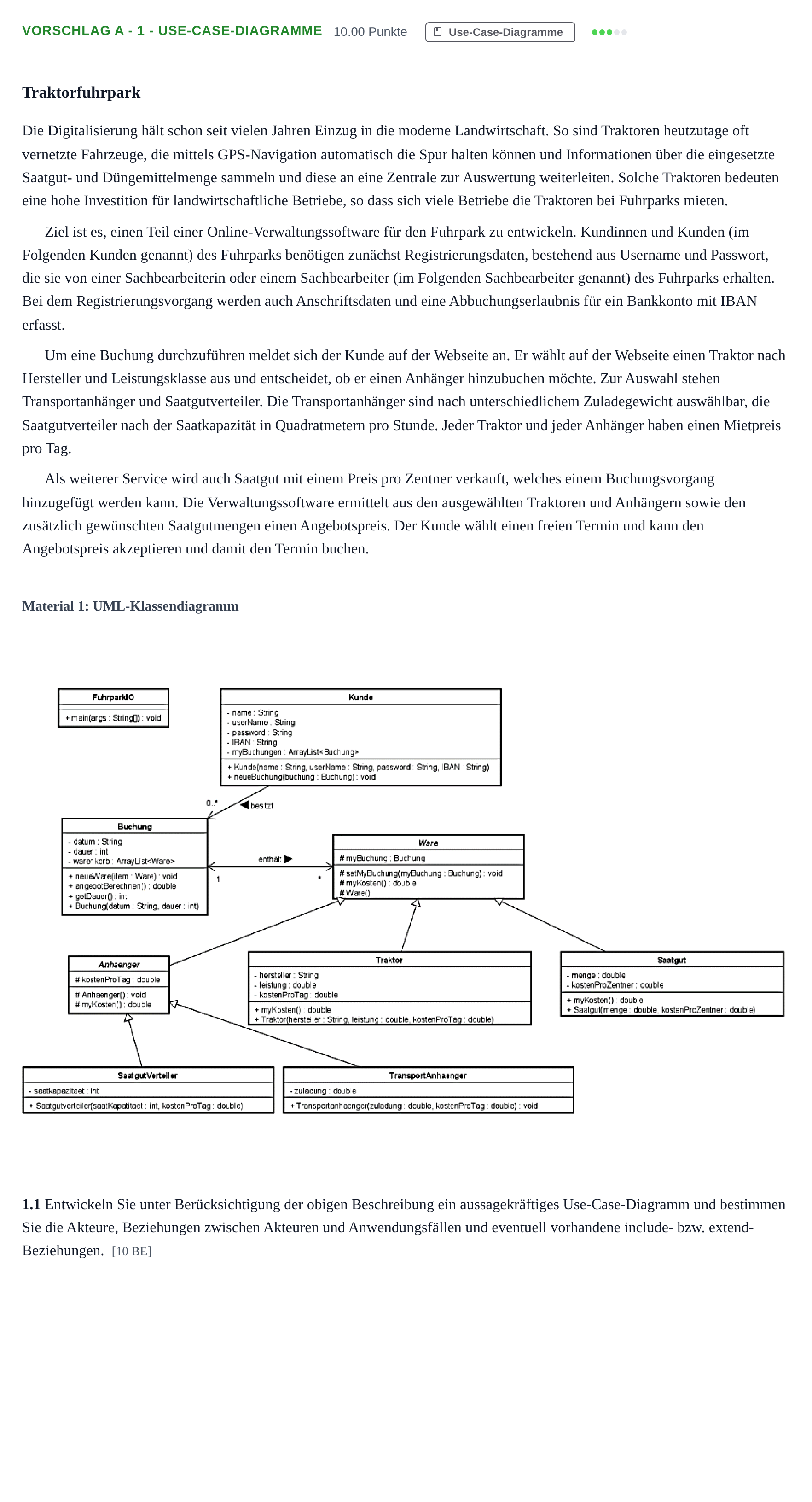 Aufgabenstellung: Aufgabe Vorschlag A - 1 - Use-Case-Diagramme · Abitur Hessen Technische Informatik LK 2022